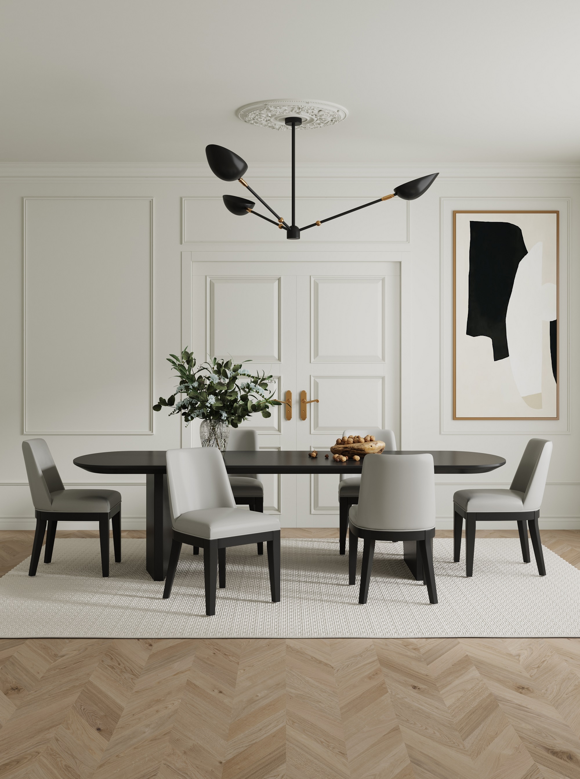 Manhattan Comfort DC051-ST Contemporary/Modern Faux Leather Upholstered Dining Side Chair (Wood Frame)