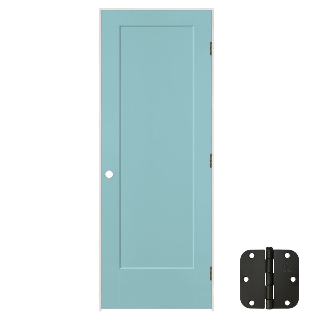 Masonite 5071533 28-in x 80-in Sea Mist Solid core 1-panel square Left hand Smooth Prefinished Molded composite Flat Jamb Single Prehung Interior Door