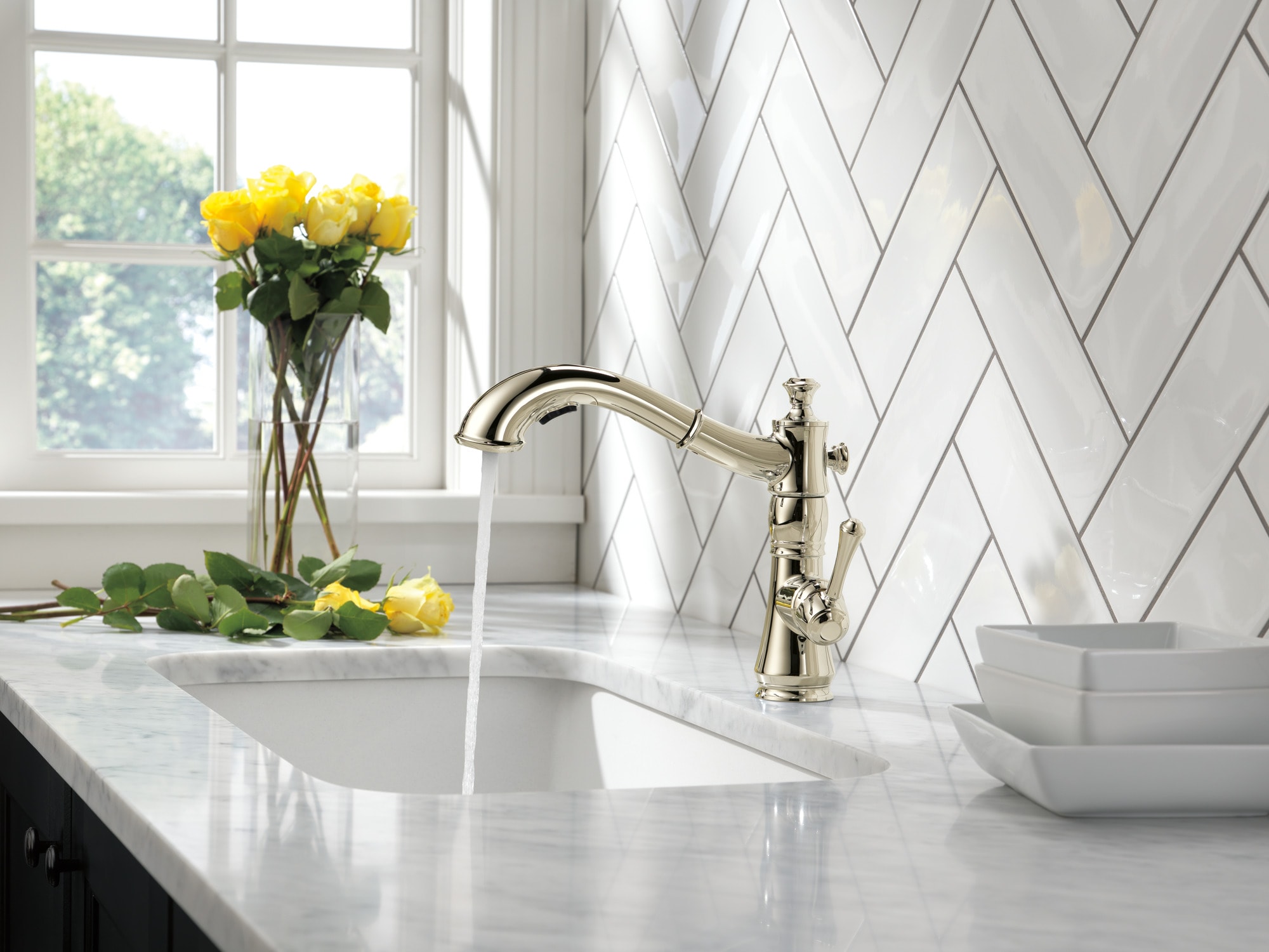 Polished Nickel Traditional Pull-Out Spray Kitchen Faucet