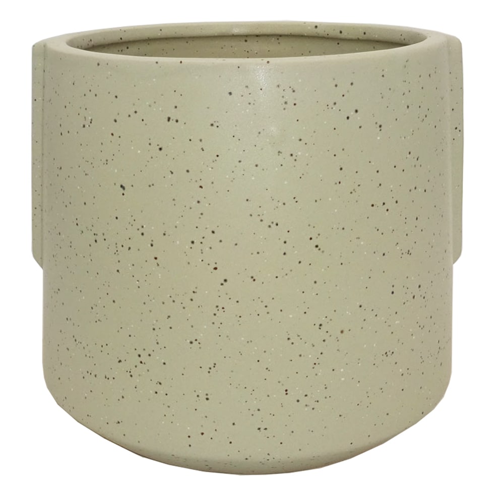 Origin 21 2326 ST2 Round 8.5-in W Small Gray Ceramic Contemporary/Modern Indoor/Outdoor Planter with Drainage Holes