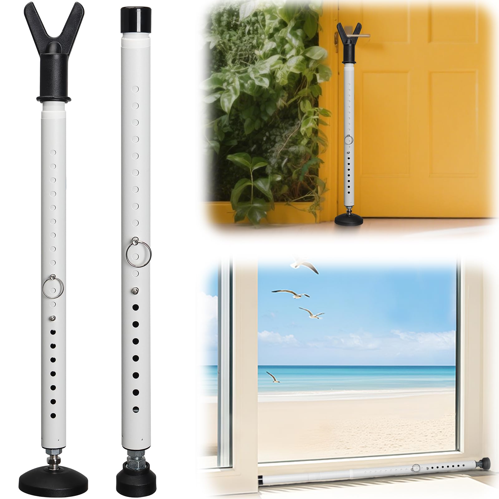 Phyfalip  Door Security Bar Heavy Duty Metal Adjustable Length for Hinged and Sliding Glass Doors and Windows Portable Home Apartment Hotel