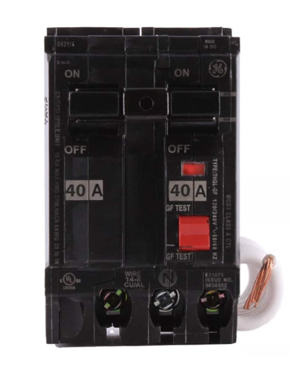 GE THQL2140GFT2P Q-Line THQL 40-amp 2 -Pole GFCI Circuit Breaker