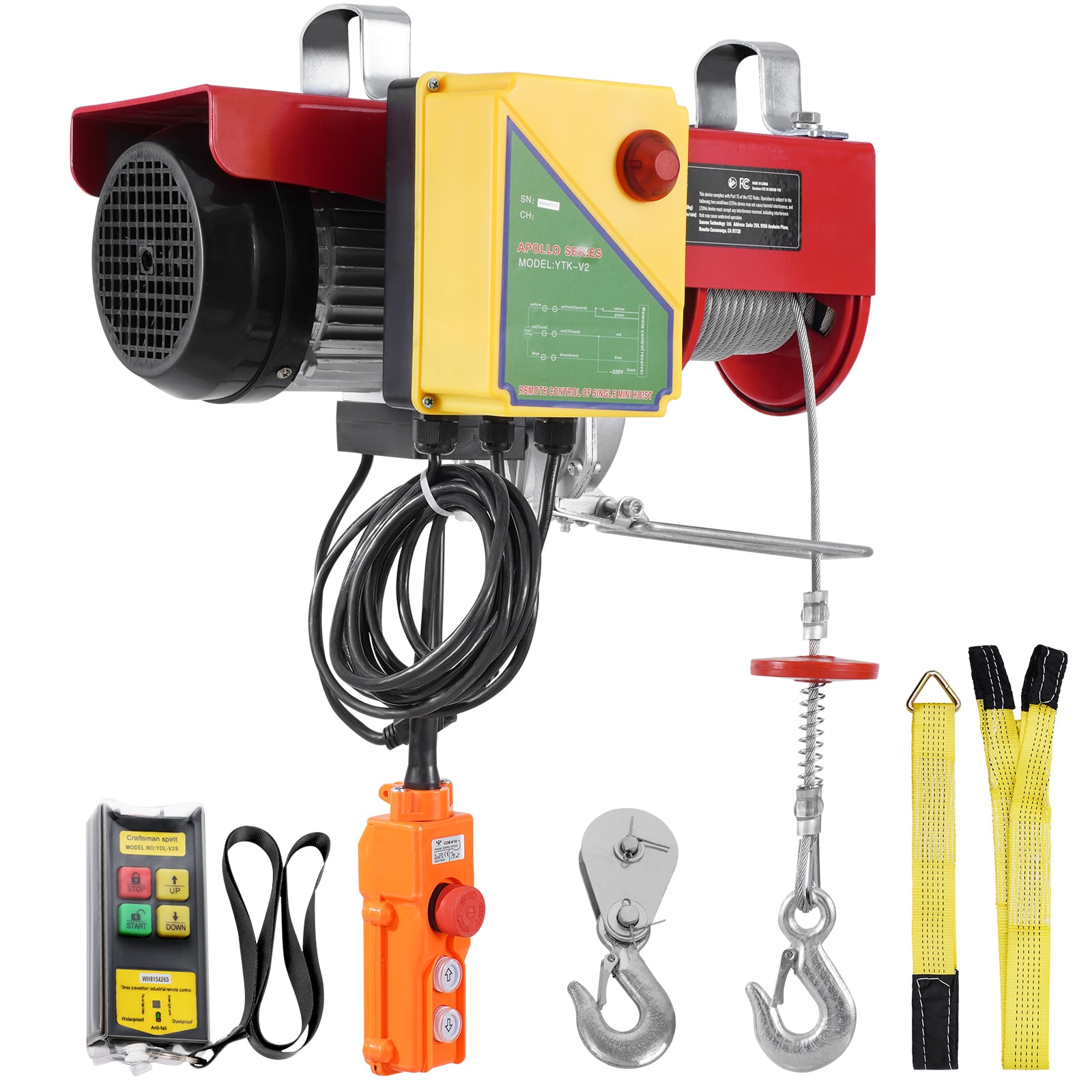SVOPES Electric Hoist. 2200 lbs Capacity. 120V Motor with 328 ft Wireless and 14 ft Wired Remote Control. 40 ft Single Cable Lift Height. Single/Double Slings for Garage. Warehouse #SVOPESDDGSSHL10470V1