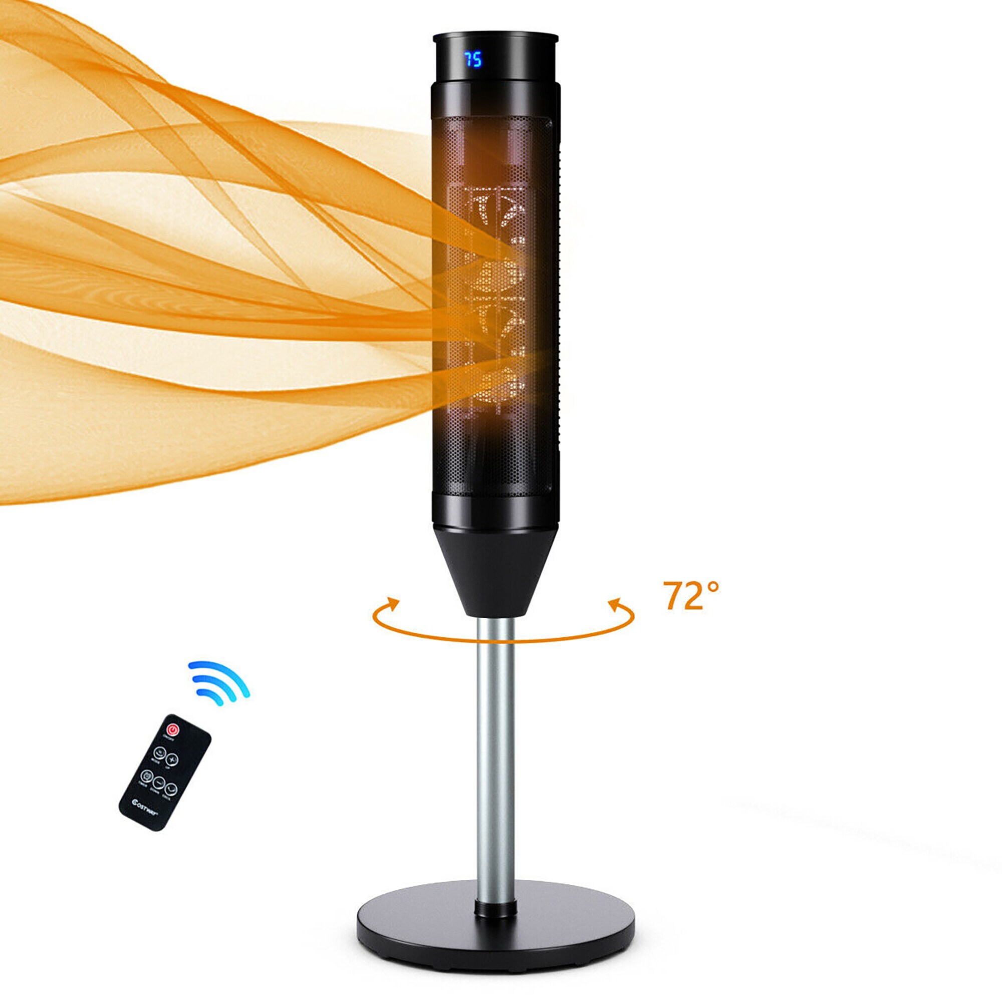 Costway SWL00041 Up to 1500-Watt Ceramic Tower Indoor Electric Space Heater with Thermostat and Remote Included