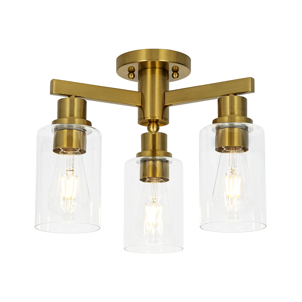 Zicbol 15-in Copper Indoor 3 -Light LED Semi-flush Mount Light #J81010000094368