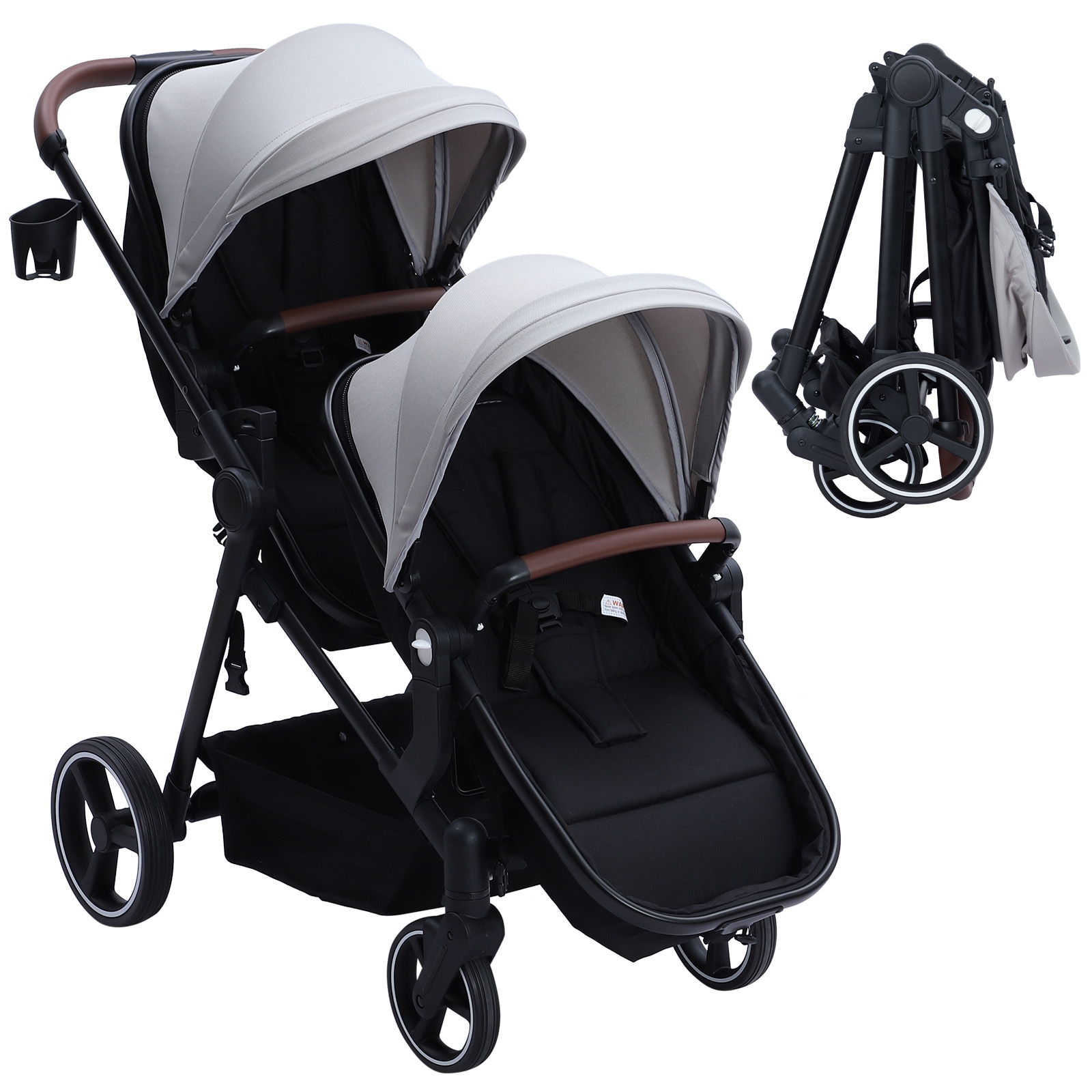 Garvee Stroller for 2 Kids All-Terrain Foldable Twin Tandem Stroller for Infant Toddler B