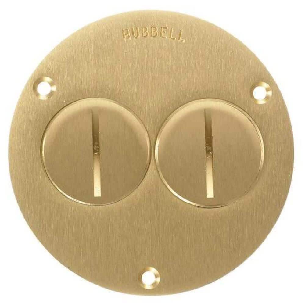 Hubbell  Wiring Device-Kellems Box Cover Floor Box Type 2 Gang Brass S3725