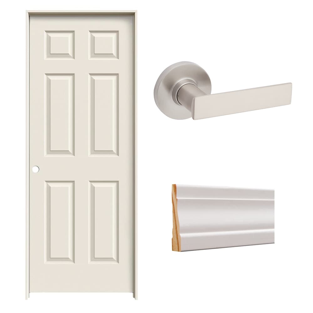 Shop Masonite Masonite Winslow 30-in x 80-in White 3-panel Craftsman Right  Hand Single Prehung Interior Door with Schlage Accent Aged Bronze Passage  Handle at