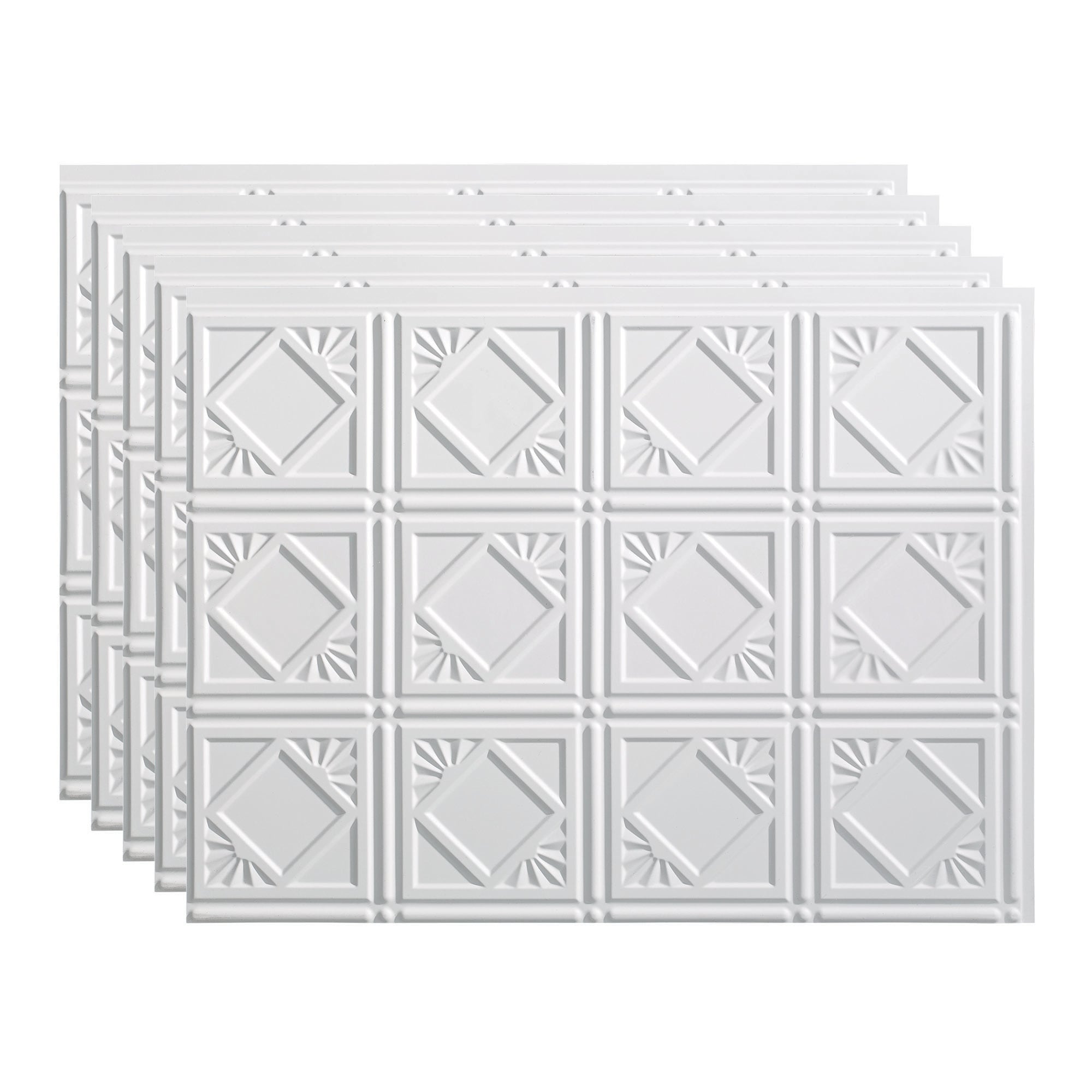 Fasade PB5101 Traditional 4 18.25-in x 24.25-in Vinyl Matte White Backsplash Panels 5.0 -Pack