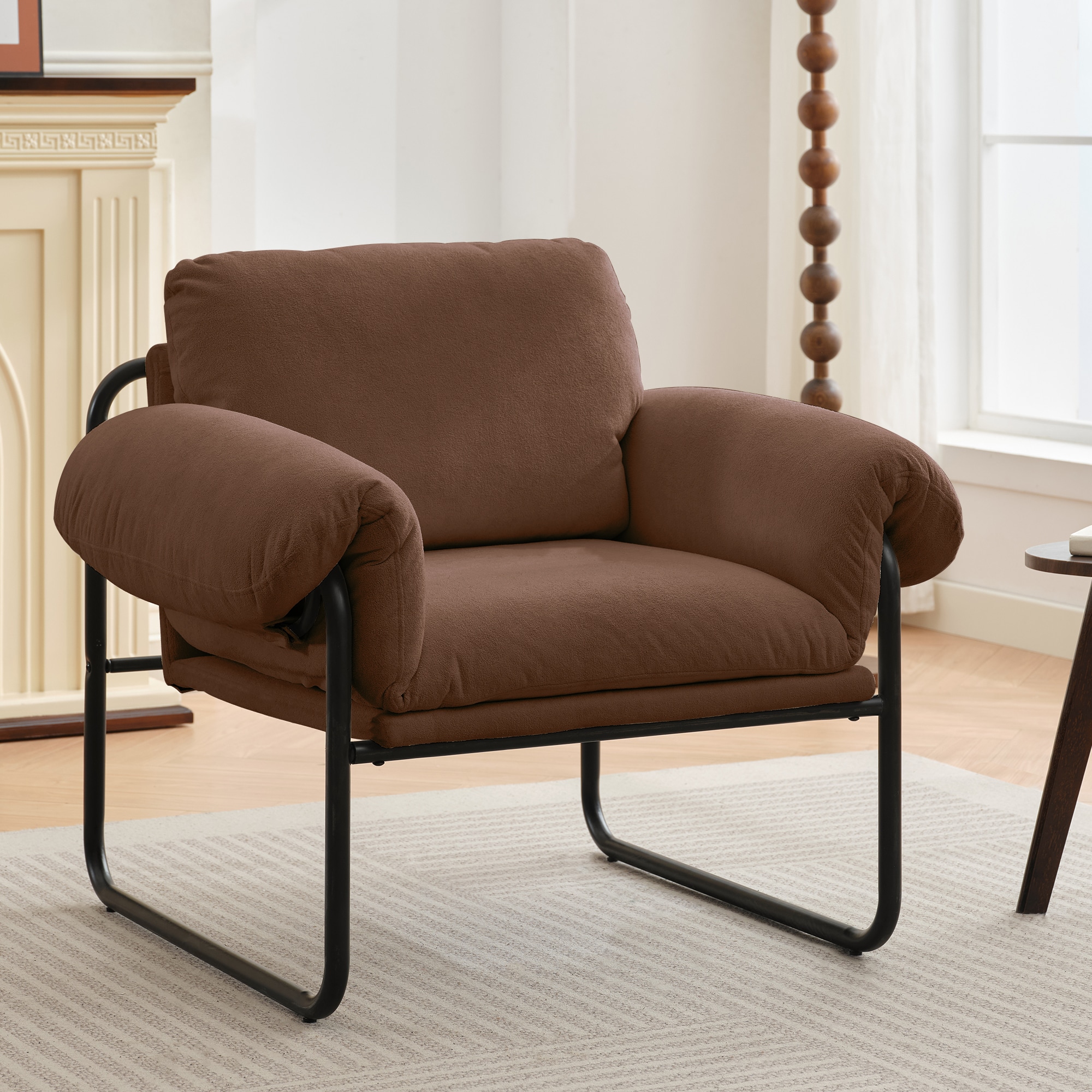 VOUA SAF-JDRYRB-WHK Casual Coffee Microfiber Accent Chair