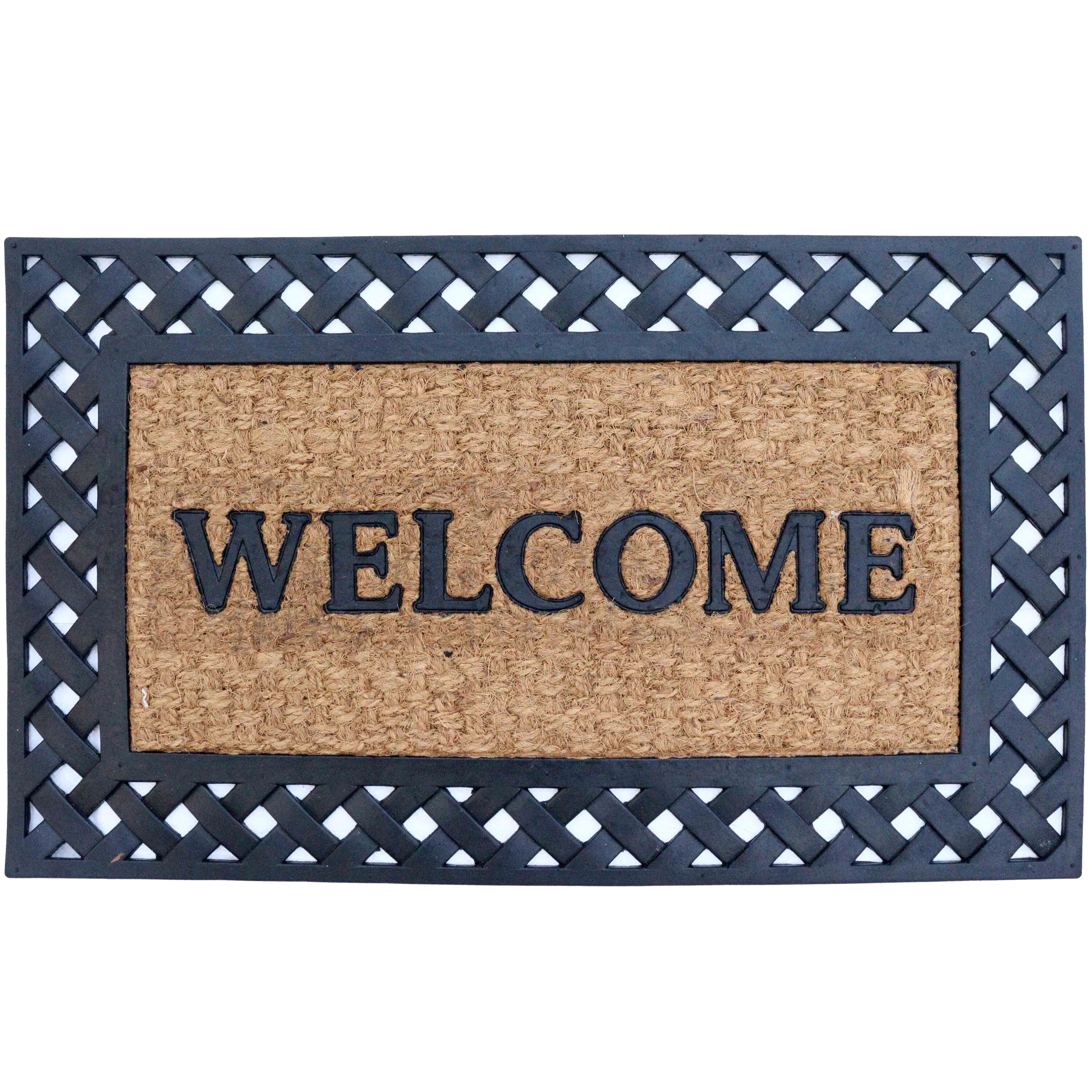 Gardenised 30-in x 18-in Peaceful Welcome Rubber Non-Slip Grip Indoor or outdoor Door Mat