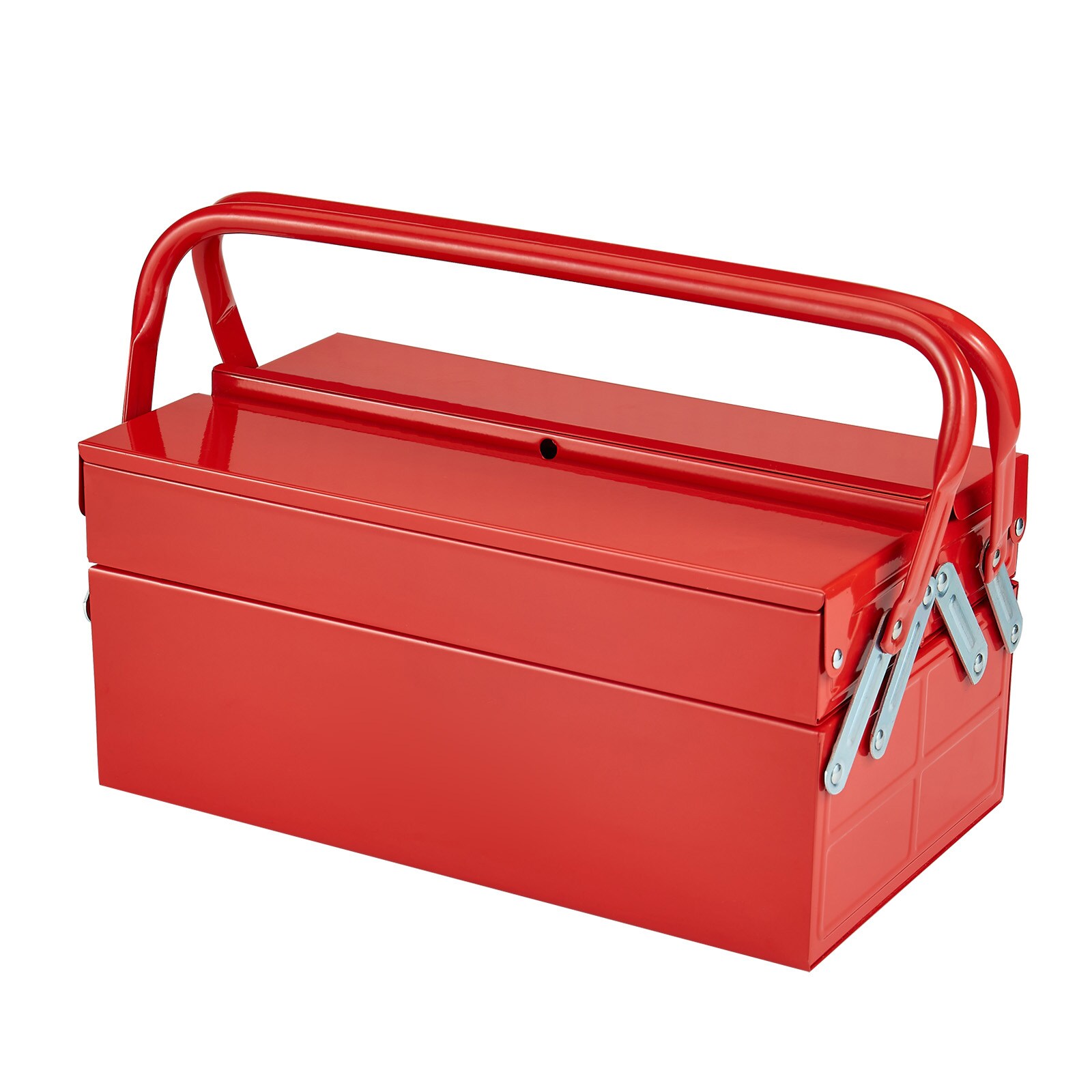 Mecale 14 in 2-Tier 3-Tray Cantilever Tool Box Red Powder-Coated Steel ...