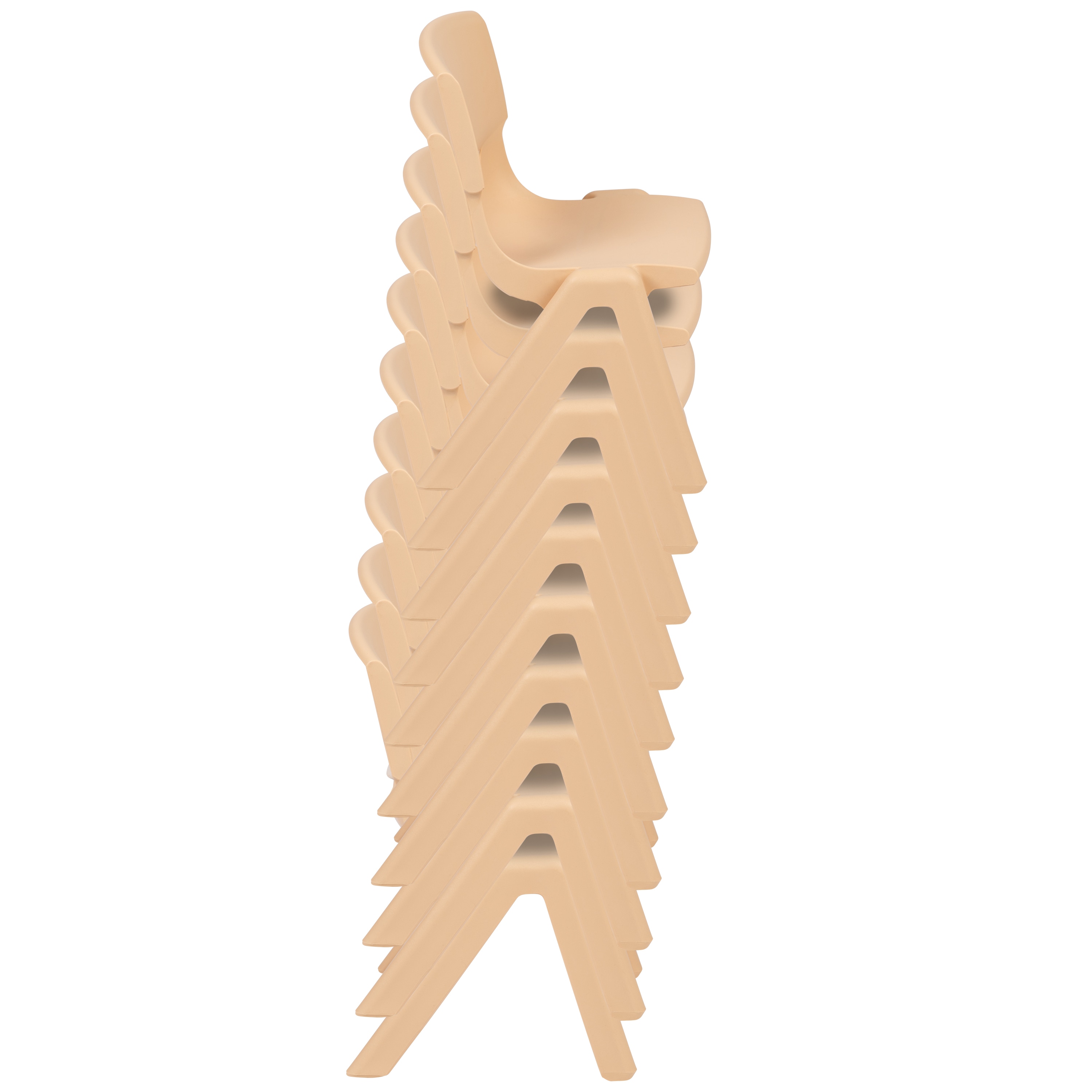 Emma + Oliver 10 Pack Nat Plastic Stackable School Chair with 12-in Seat Height - Preschool Seating