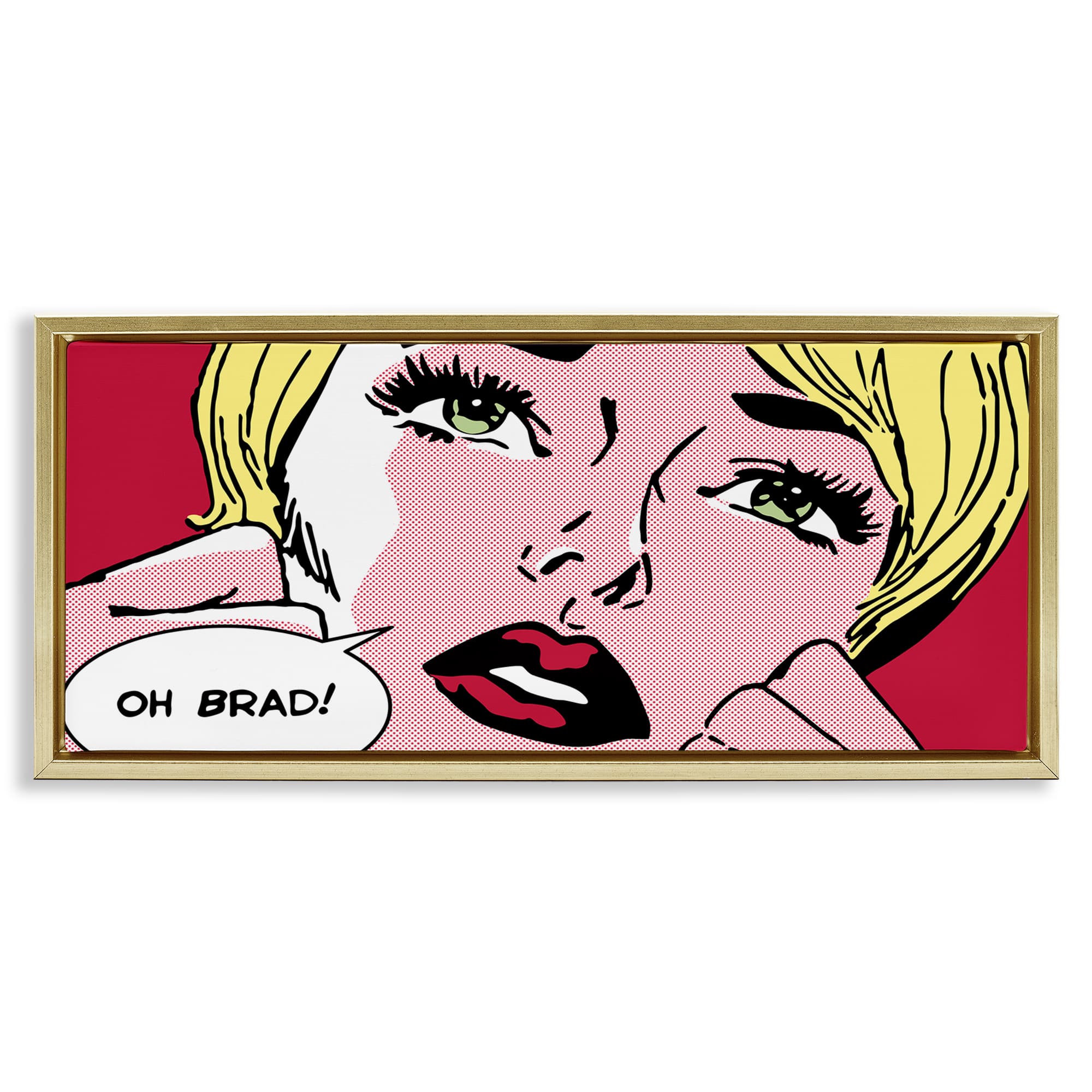 Stupell Industries BS-521-FFG-10X24 Iconic Pop Comic Woman Gold Framed Floater Canvas Wall Art By Sheila B. 25 x 11