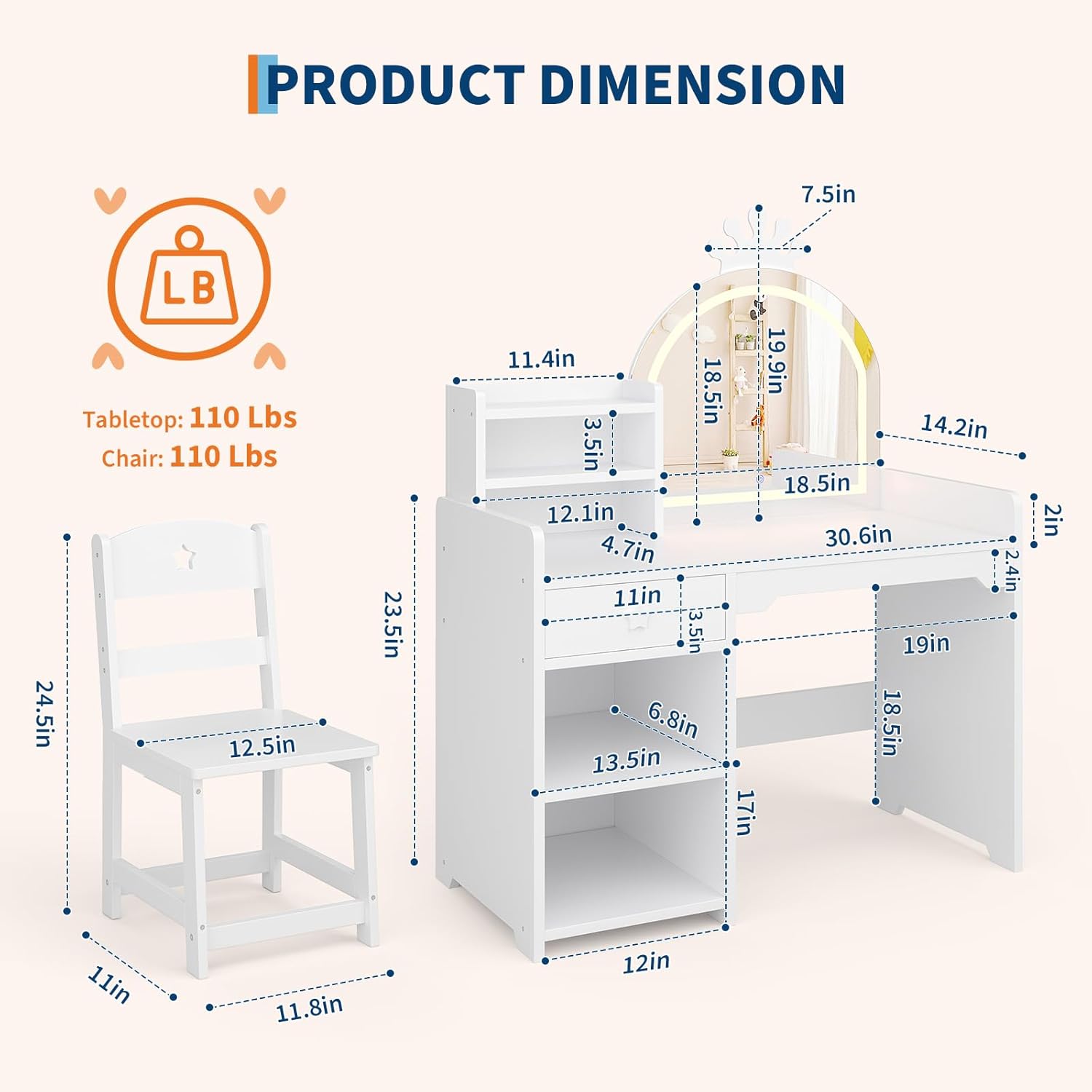 Qeetex LHF-SZT-PHO-3445SJCM Bedroom-Vanities - View #2