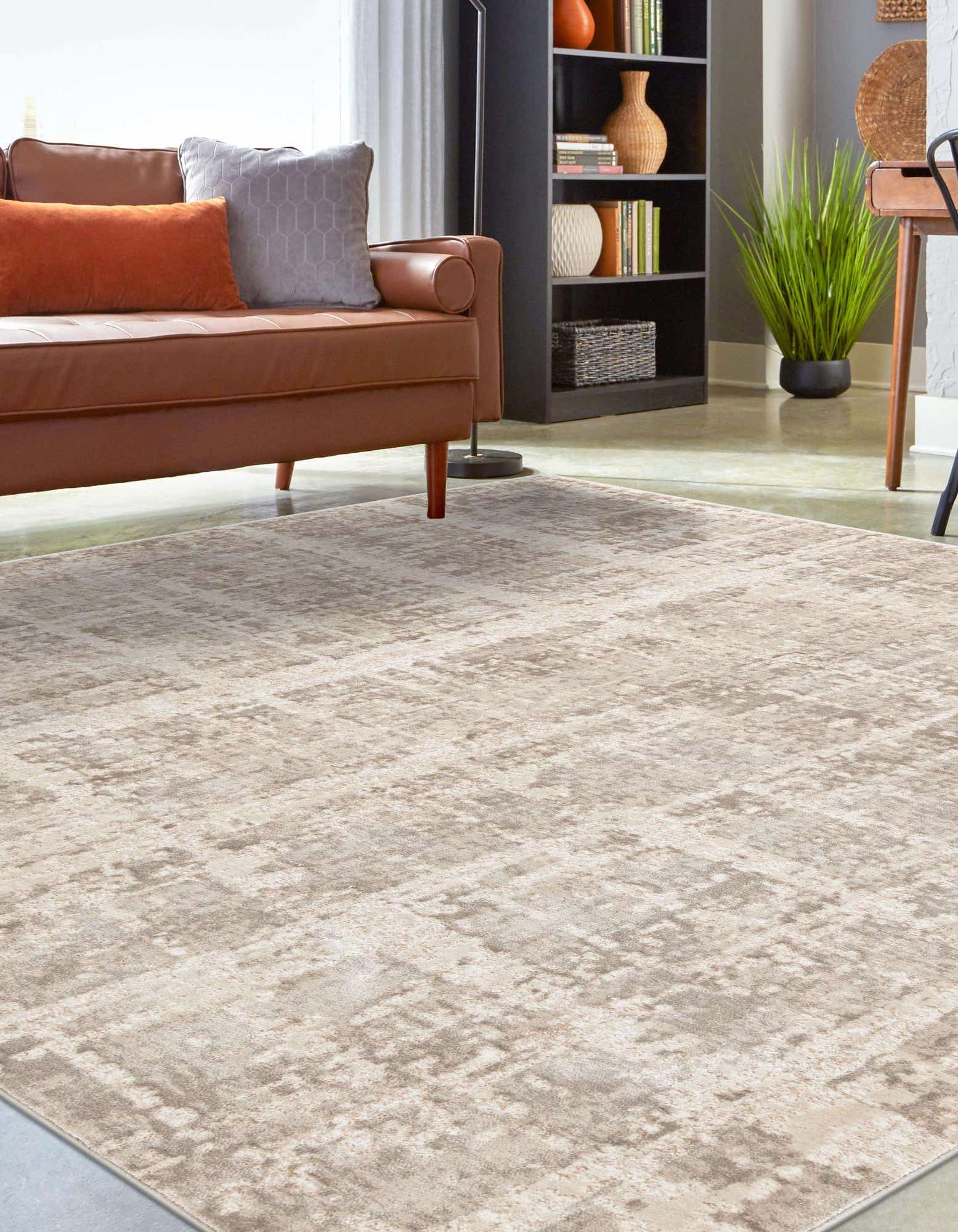 Unique Loom 3186825 Jill Zarin Uptown 8 x 8 (ft) Loomed Polypropylene Light Brown Square Indoor Stripe Area rug
