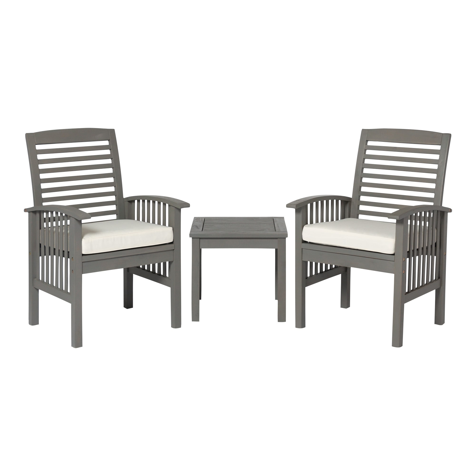 Walker Edison LWWC3CGGW 3 -Piece Patio Conversation Set with Off-white Cushions