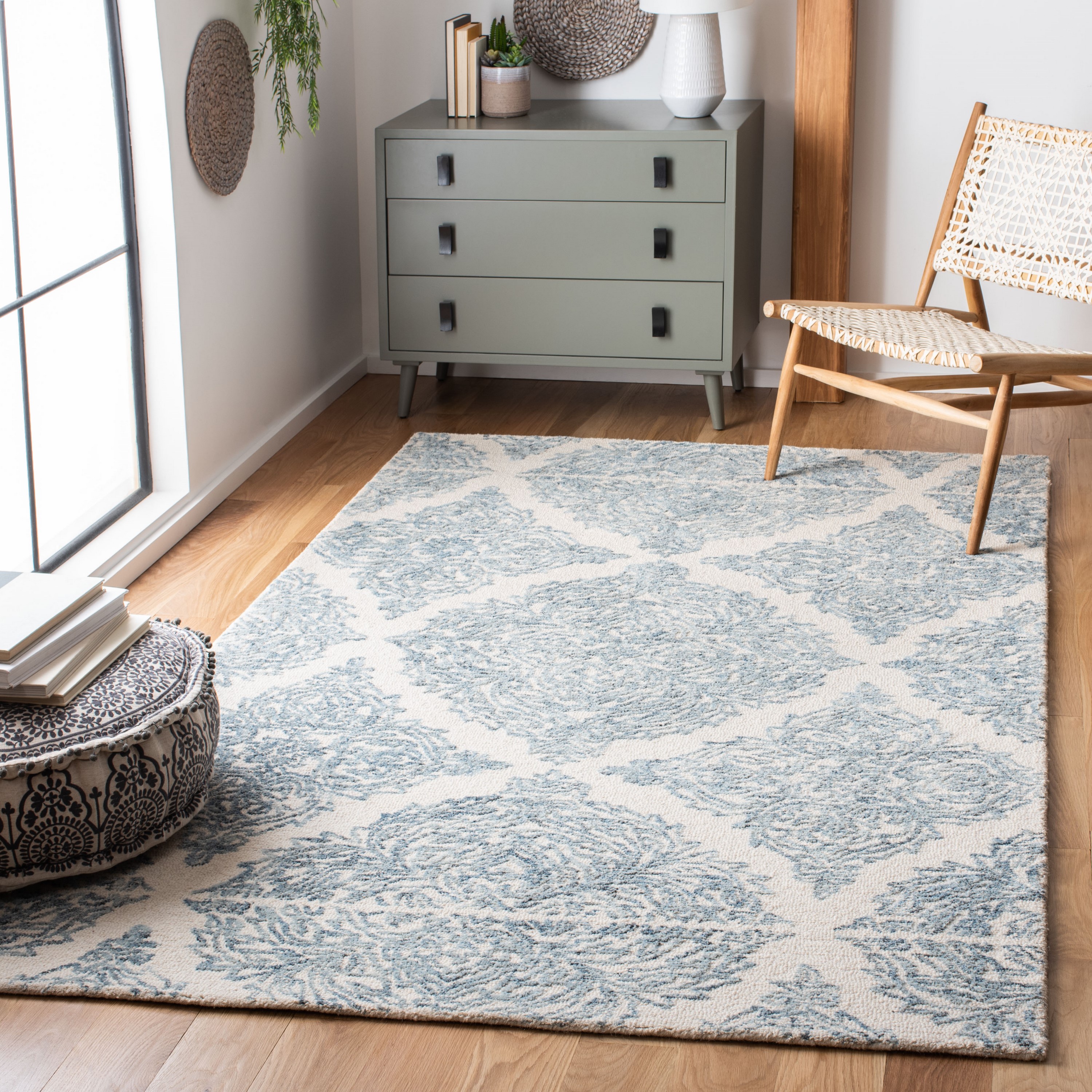 Ivory Abstract Hand-Tufted Wool Rectangular Rug 24" x 36"