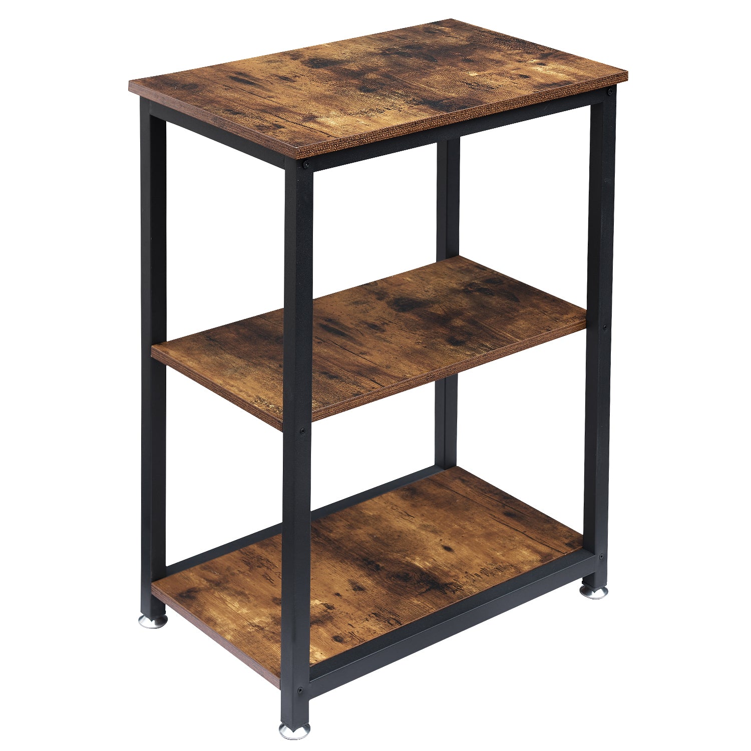 Vecelo LOE-XF-NT05-BRN Tall End Side Table 30in Height Nightstand with 3 Tier Storage Shelf for Living Room Bedroom Office Hallway Study Brown