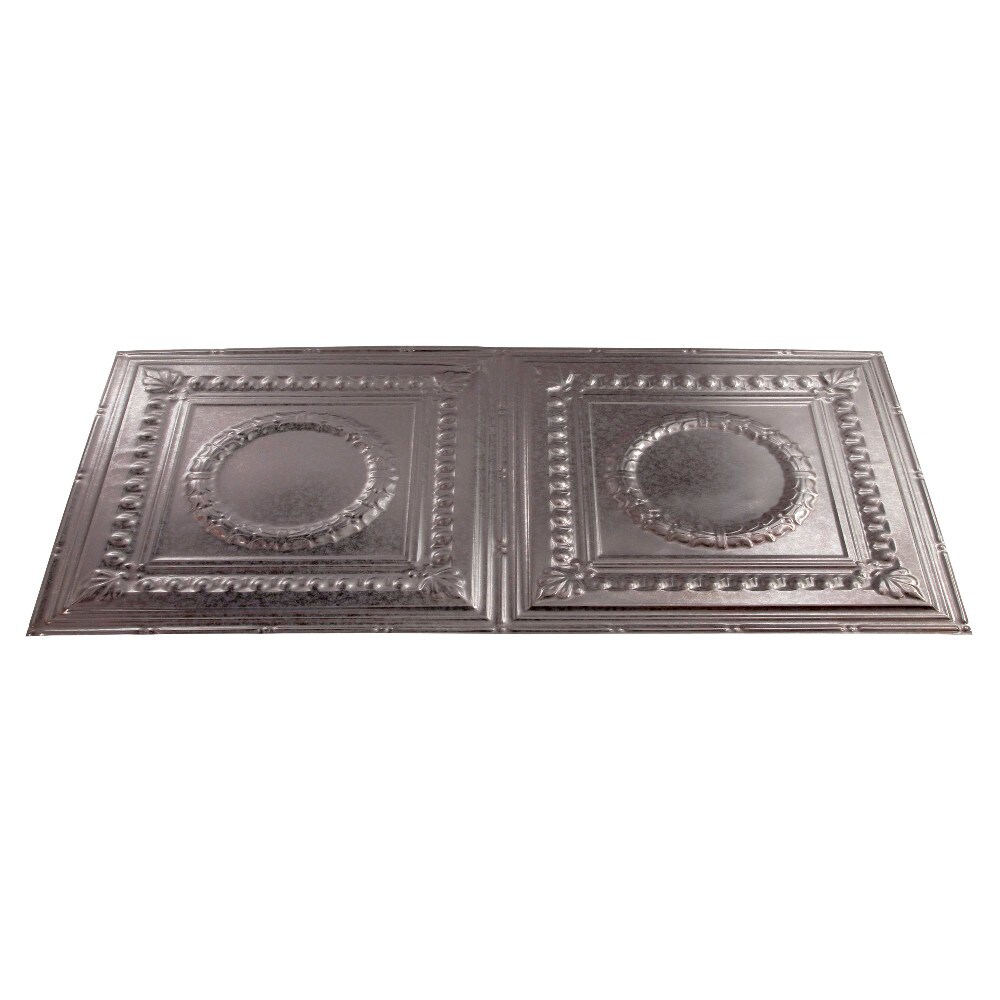 Fasade G54-30 48-in x 24-in Rosette Galvanized Steel PVC Surface-mount Ceiling Tile (1-Pack, 8-sq ft / Case)