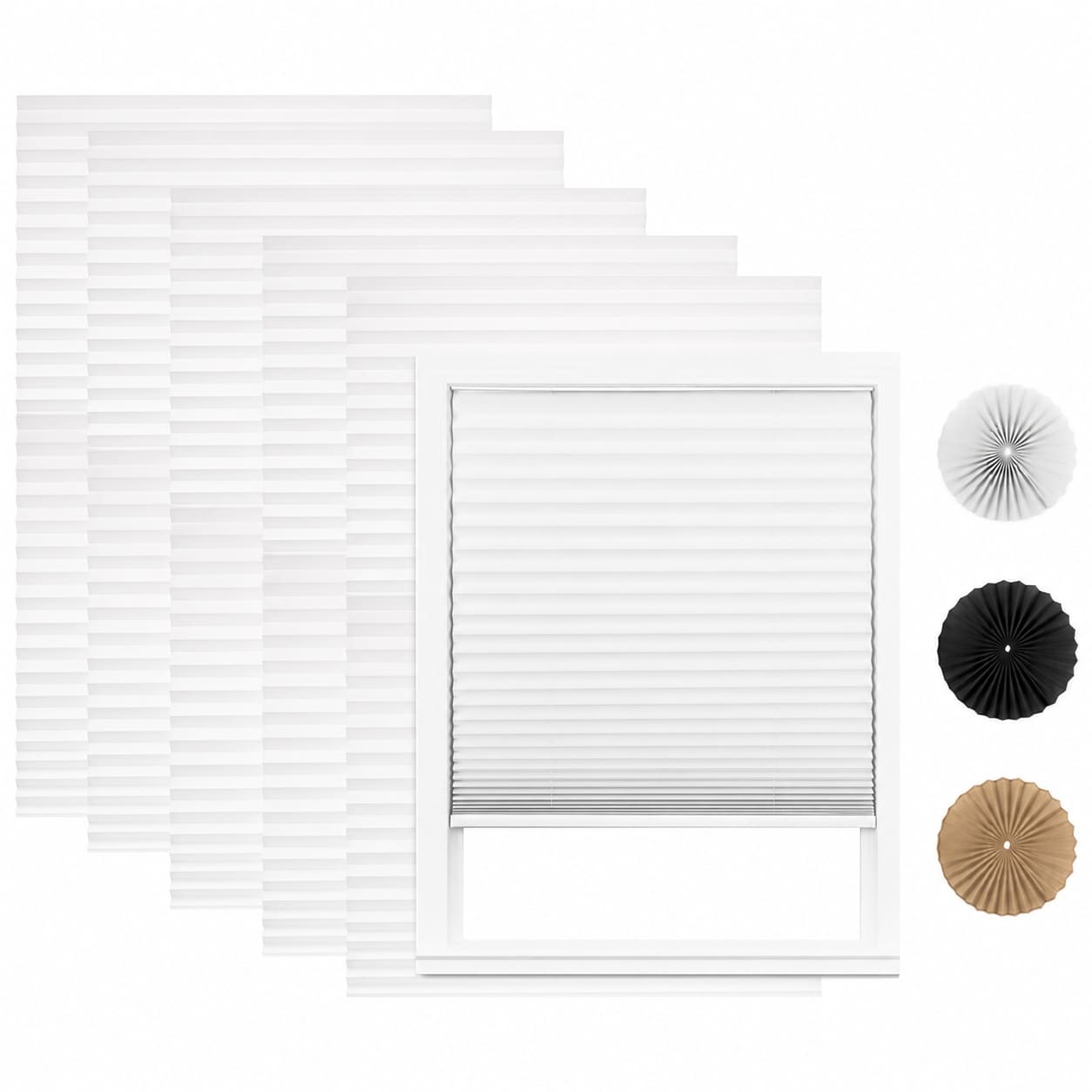 Aoibox -  6 Pack Pleated Paper Shades for Indoor Windows with Adhesive Backing 36 in W x 72 in H ...
