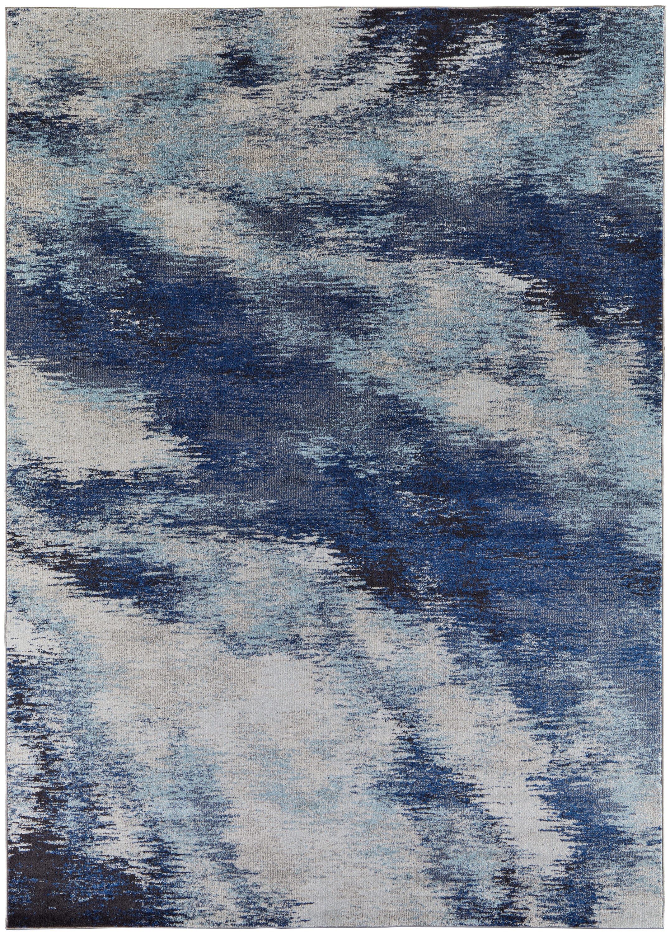 Room Envy EDGR39ITNVYGRYI8A 3 x 8 (ft) Loomed Polypropylene Blue/Ivory Rectangular Indoor Abstract Runner rug