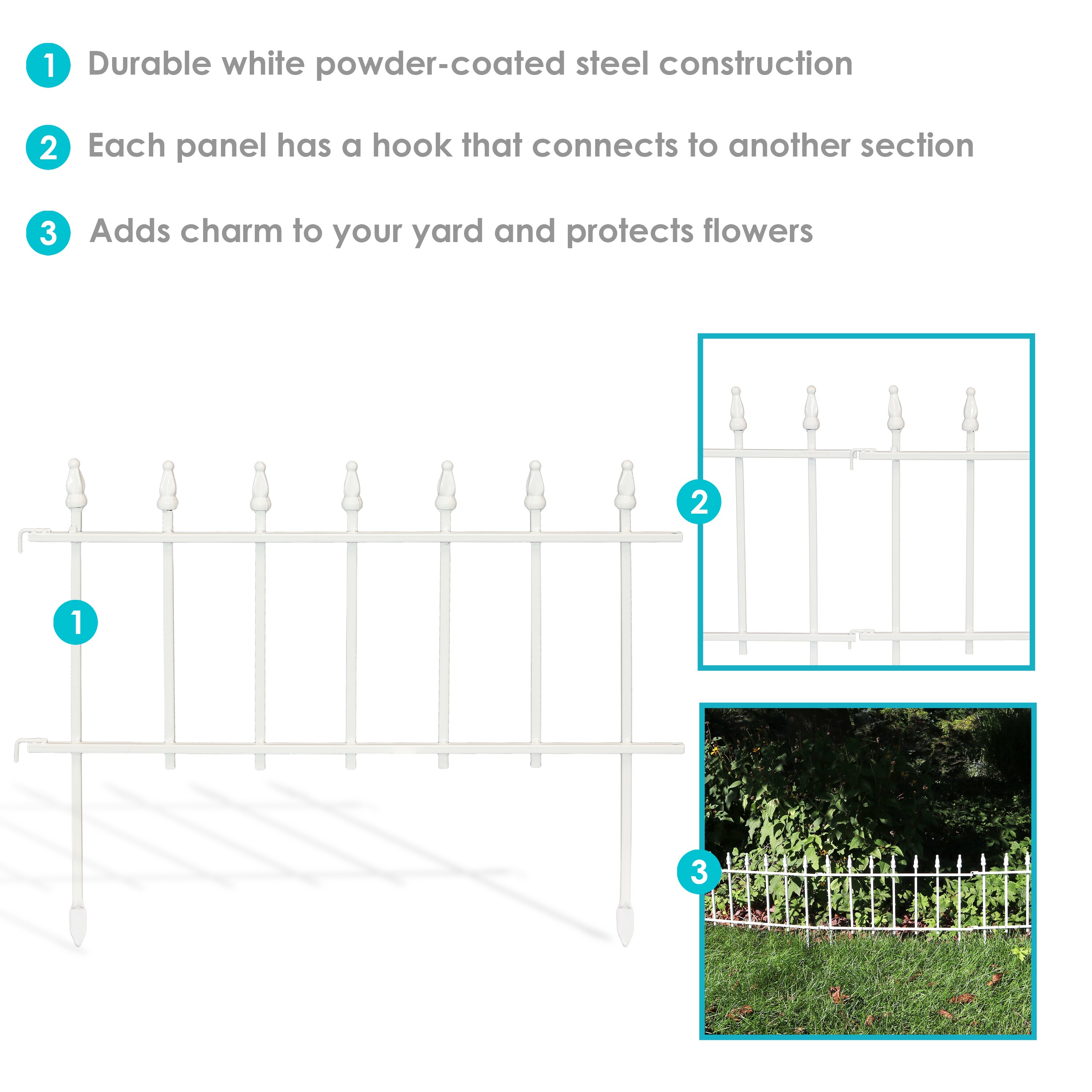 Sunnydaze Decor 2-ft H x 2-ft W White Steel Decorative Fence Panel in ...