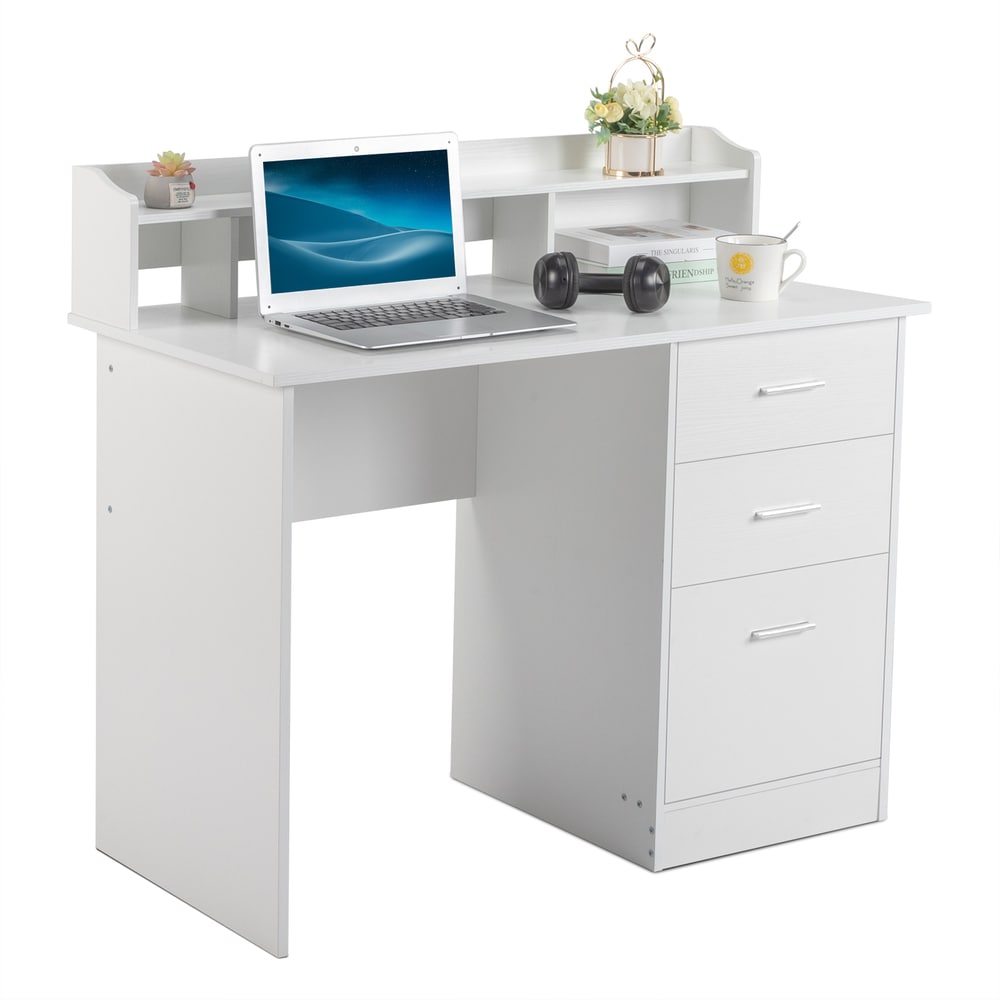 Winado LO1G52002237 43.30-in White Modern/Contemporary Computer desk Hutch Included
