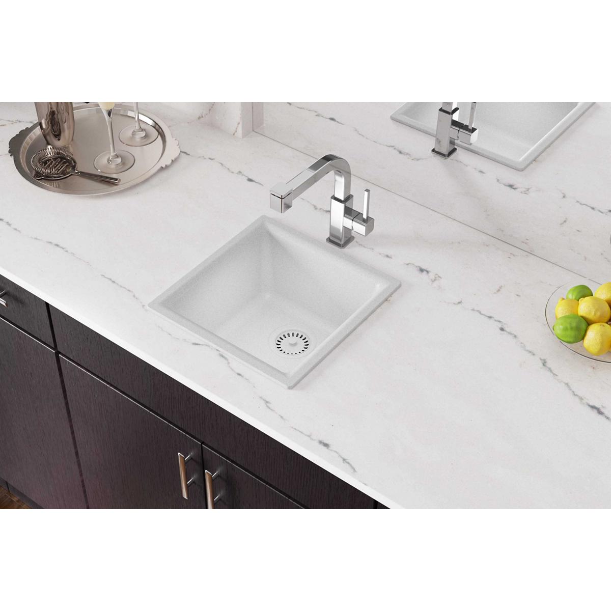 Elkay ELG1616WH0 Quartz Classic Drop-in or undermount 15.4780-in x 15.7480-in Quartz Single bowl Kitchen Sink