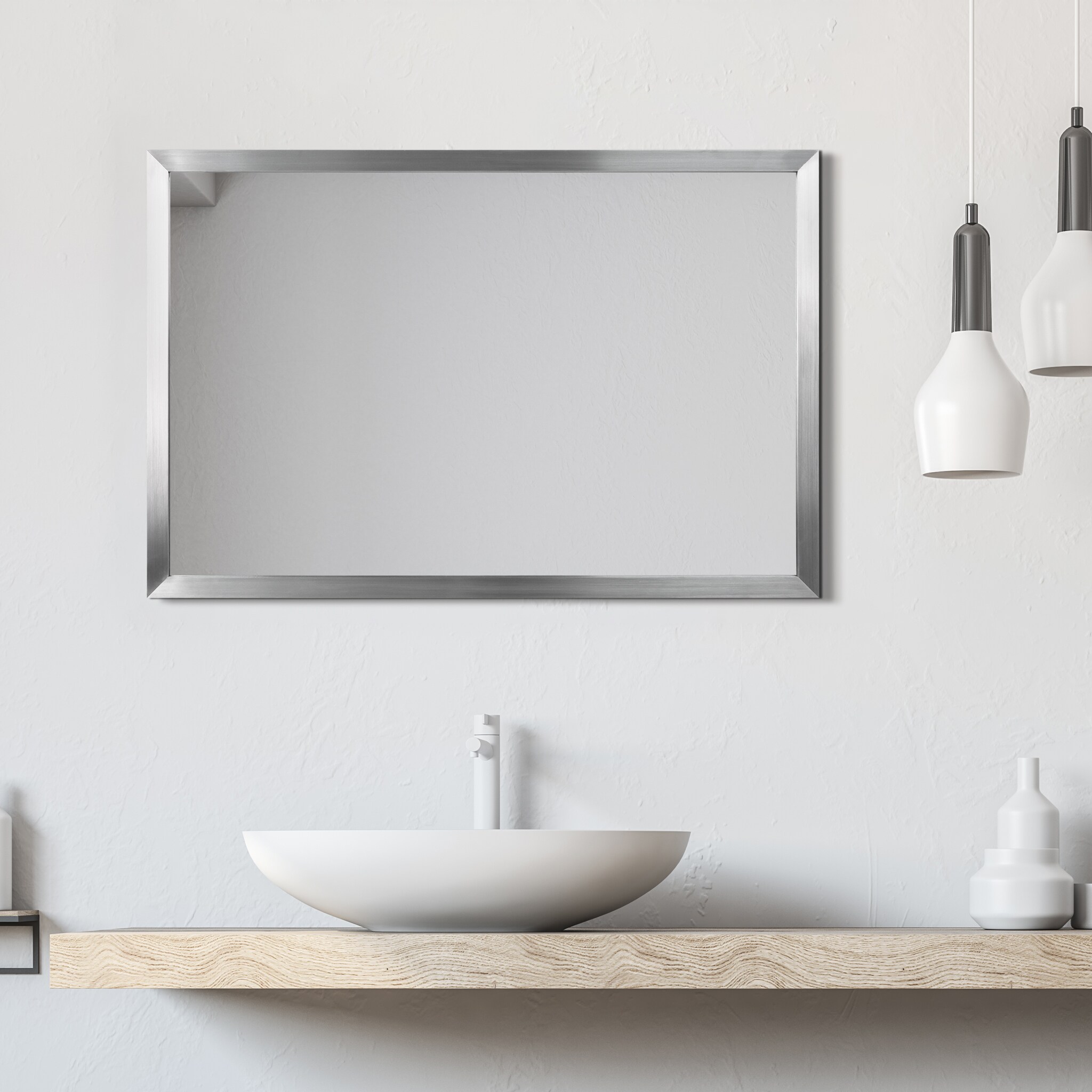 Contempo 20" x 30" Brushed Silver Stainless Steel Wall Mirror