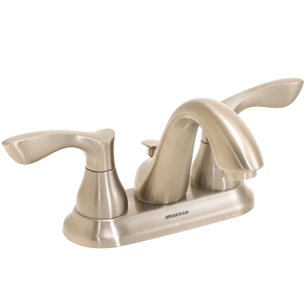 Speakman SB-1711-E-BN Chelsea Brushed Nickel 4-in centerset 2-handle WaterSense Mid-arc Commercial/Residential Handle Bathroom Sink Faucet with Drain
