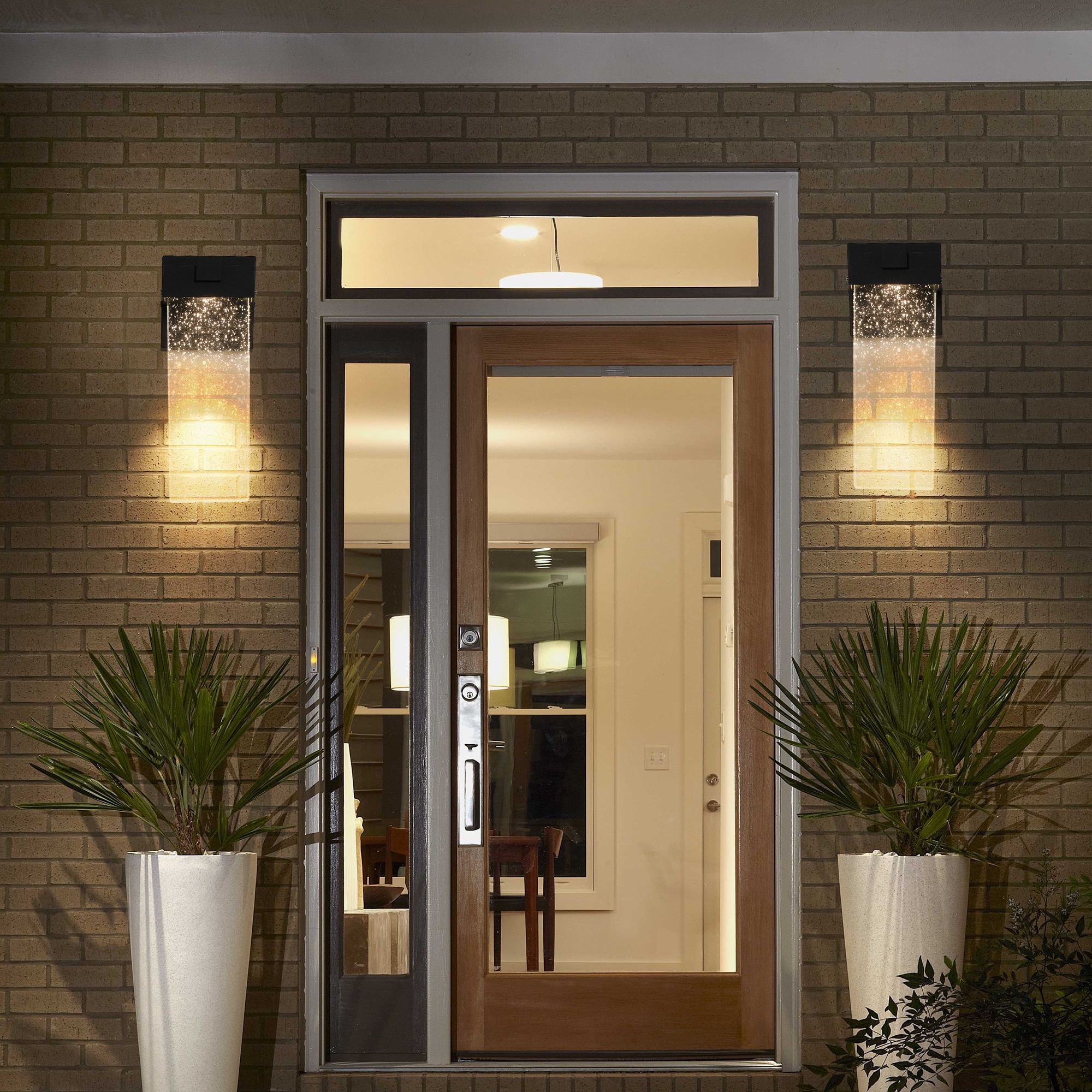 LUXEYARD 2-Pack Outdoor Wall Light Fixture Weatherproof LED Wall Sconce with Bubble Crystal and Light Sensor