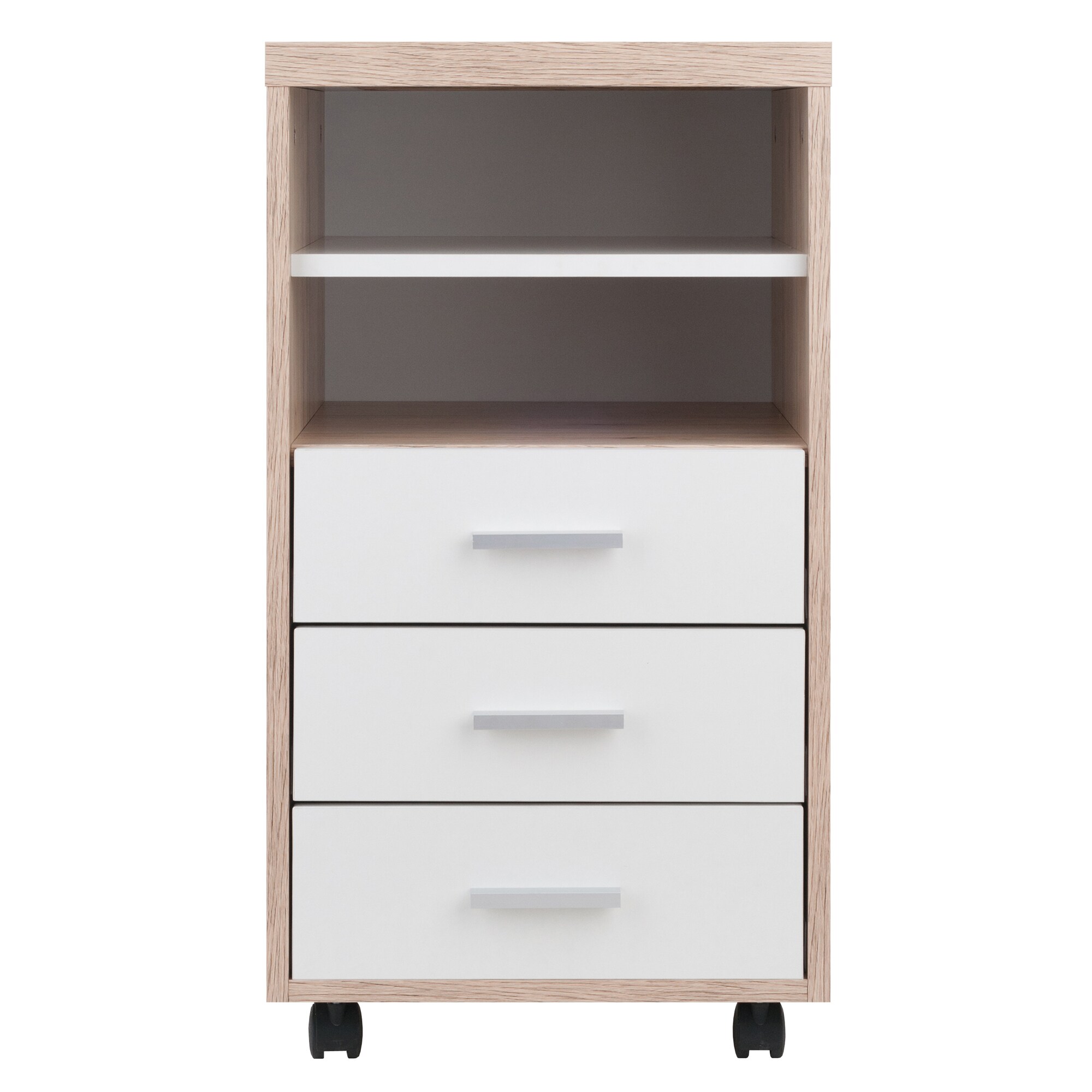 Kenner White and Brown 3-Drawer Mobile Storage Cabinet