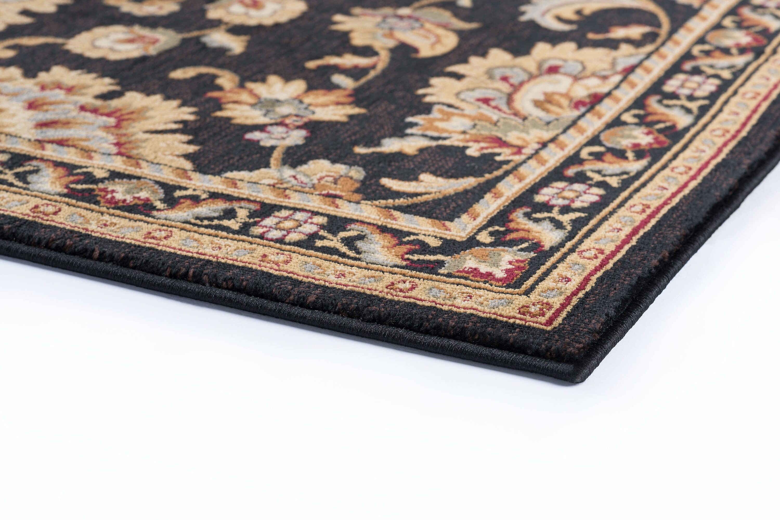 Sensation 5' x 7' Black Synthetic Easy-Care Traditional Area Rug