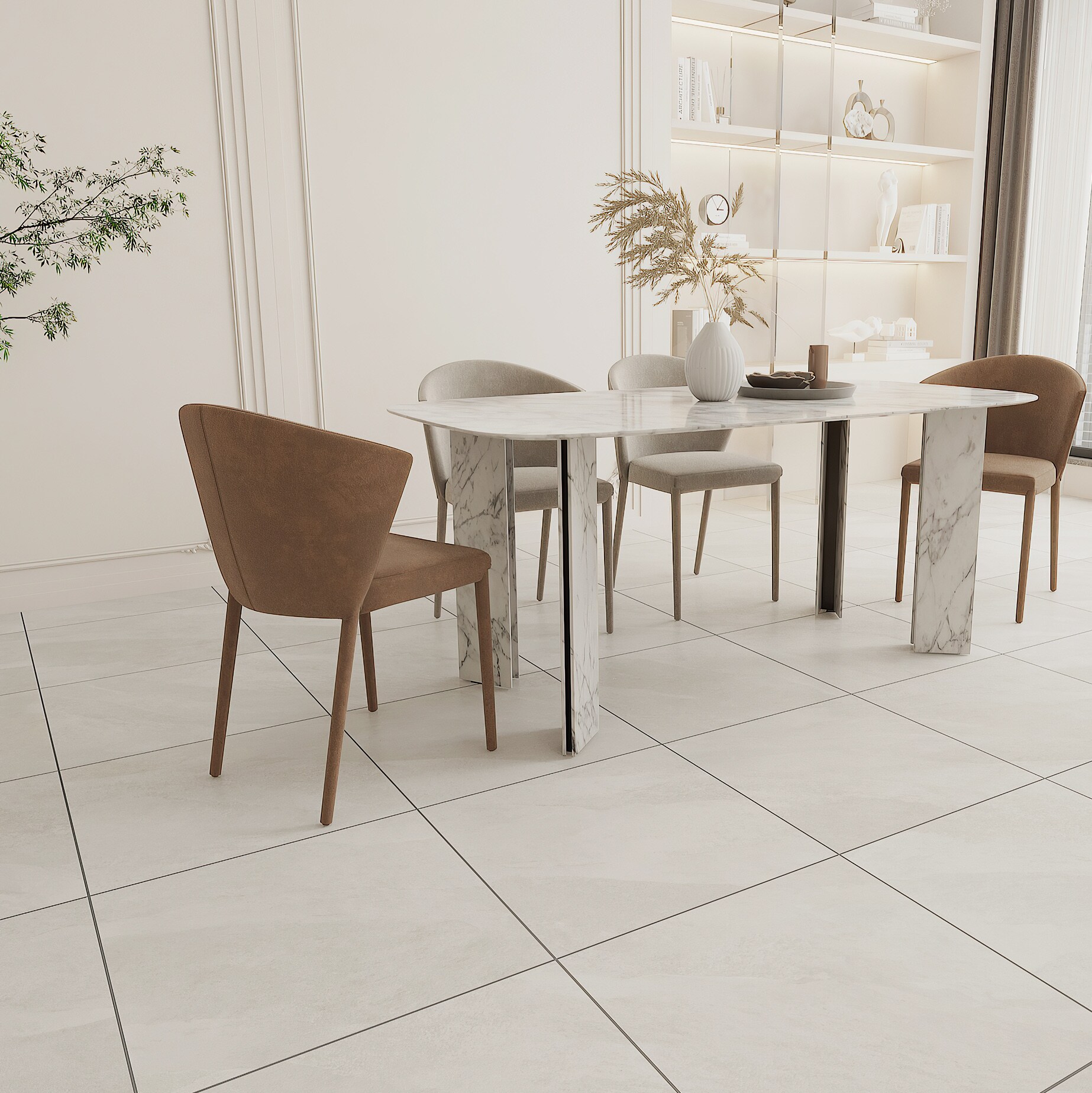 Giorbello (Sample) White 6-in x 6-in Matte Porcelain Stone Look Floor and Wall Tile