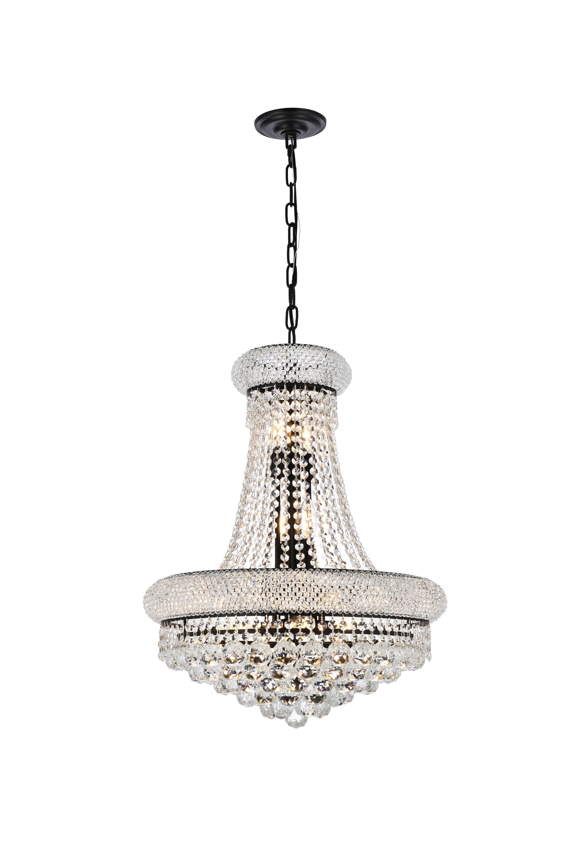 Black and Clear Crystal 14-Light Mini Chandelier