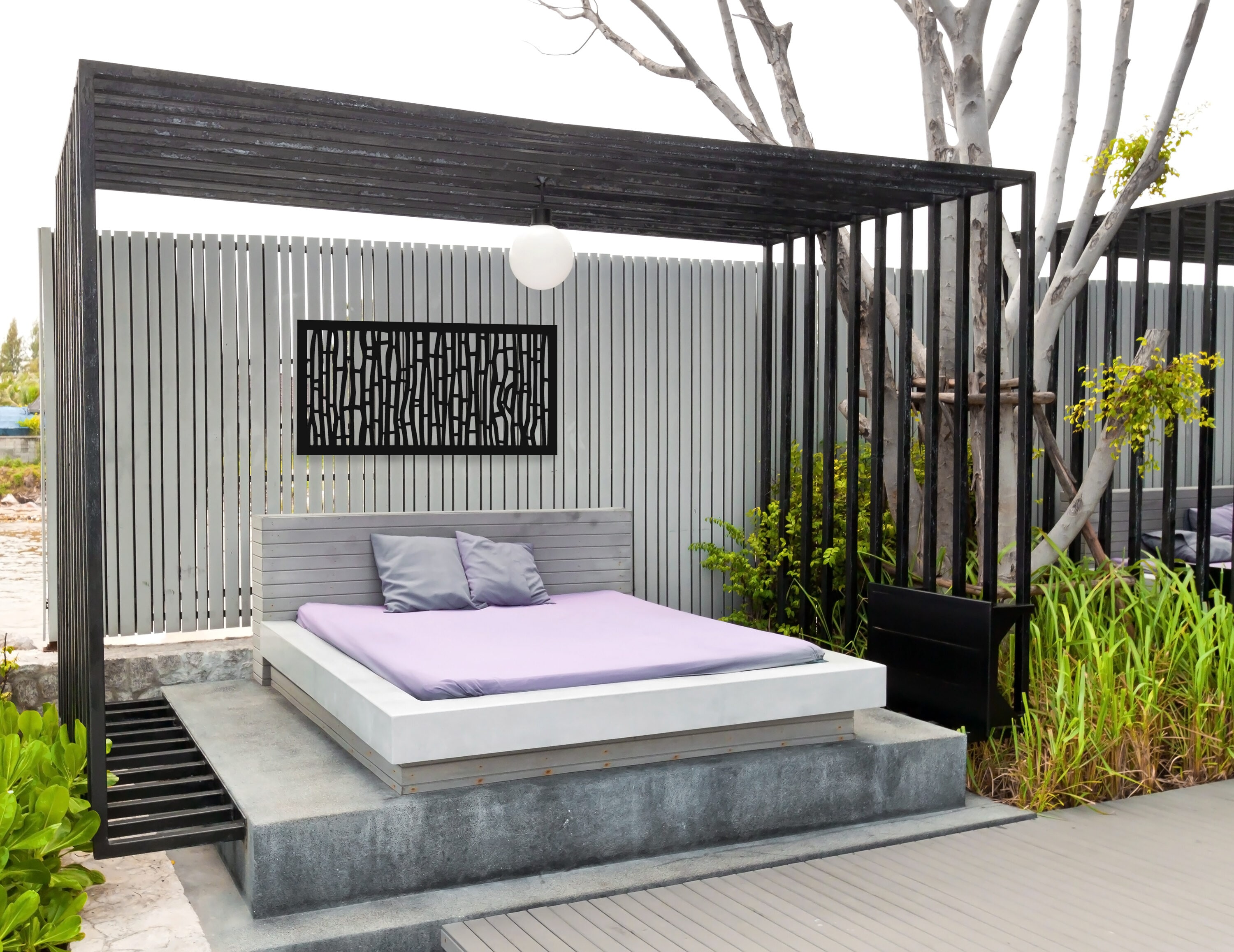 Fiji 24" x 48" Charcoal Recycled Plastic Outdoor Privacy Screen