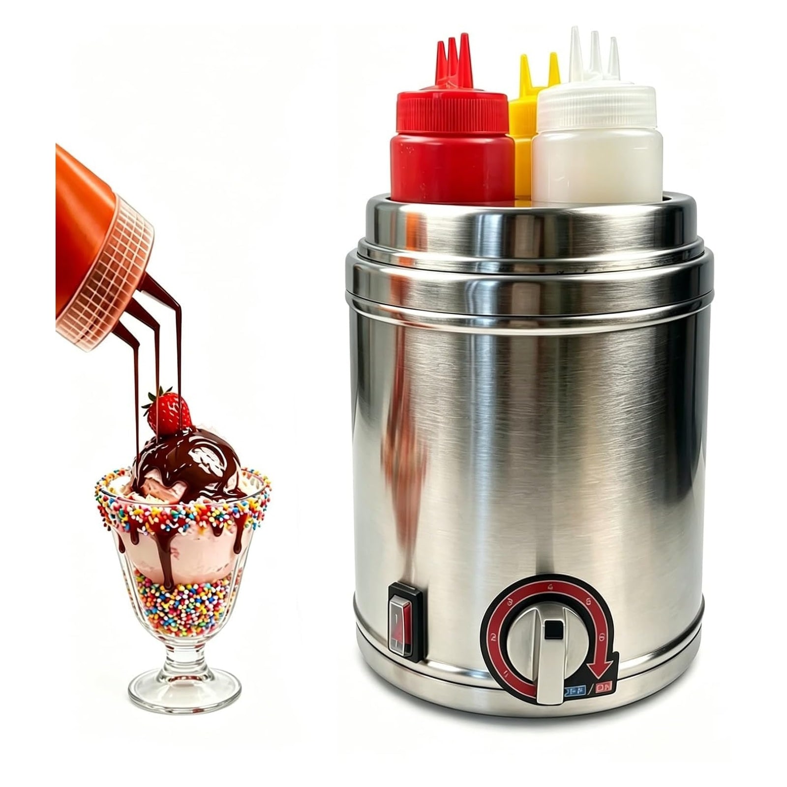 Afoxsos Electric Sauce Warmer Stainless Steel with Three Removable ...