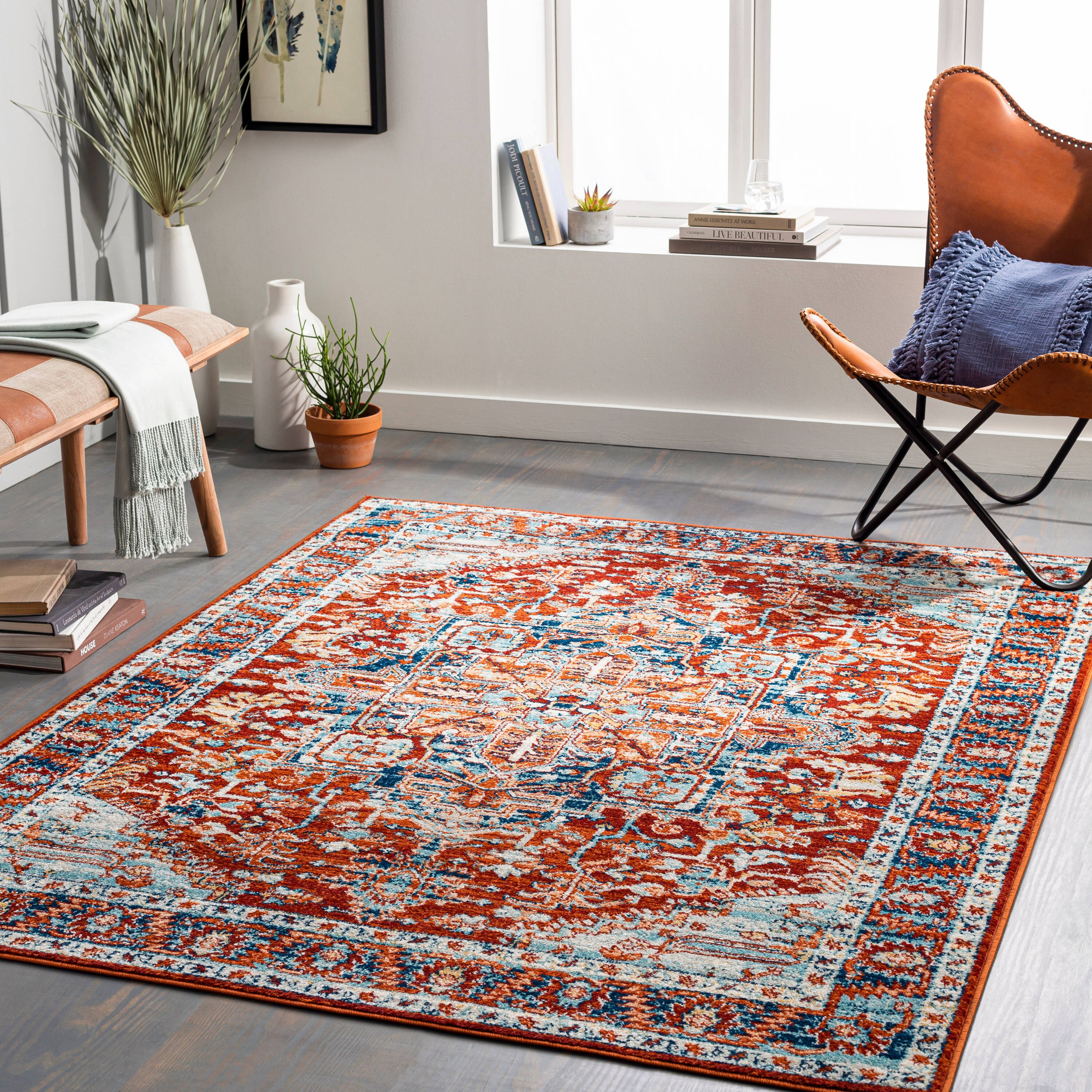 Surya Elaziz 8 X 10 (ft) Orange Indoor Medallion Oriental Area Rug in the  Rugs department at