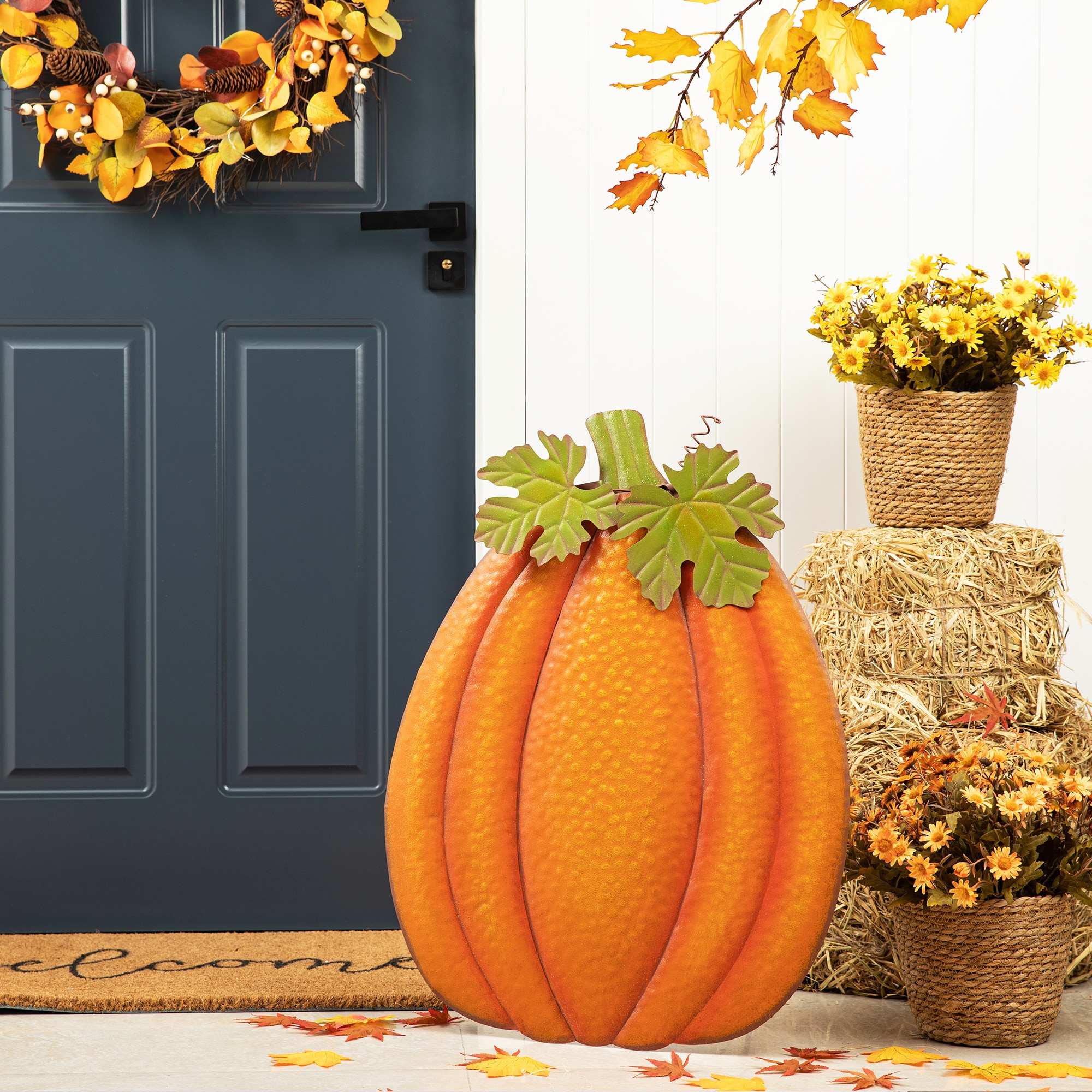 Glitzhome 3.14-ft Pumpkin Yard Decoration in the Outdoor Fall ...