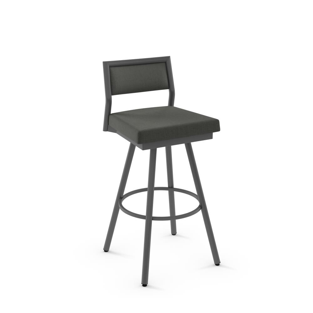 Amisco 44572-26WE/1B57CPF4 Jacob Set of Charcoal Grey Polyester / Dark Grey Metal 26.75-Inches H Counter height Square seat Upholstered Swivel Metal Bar Stool Back