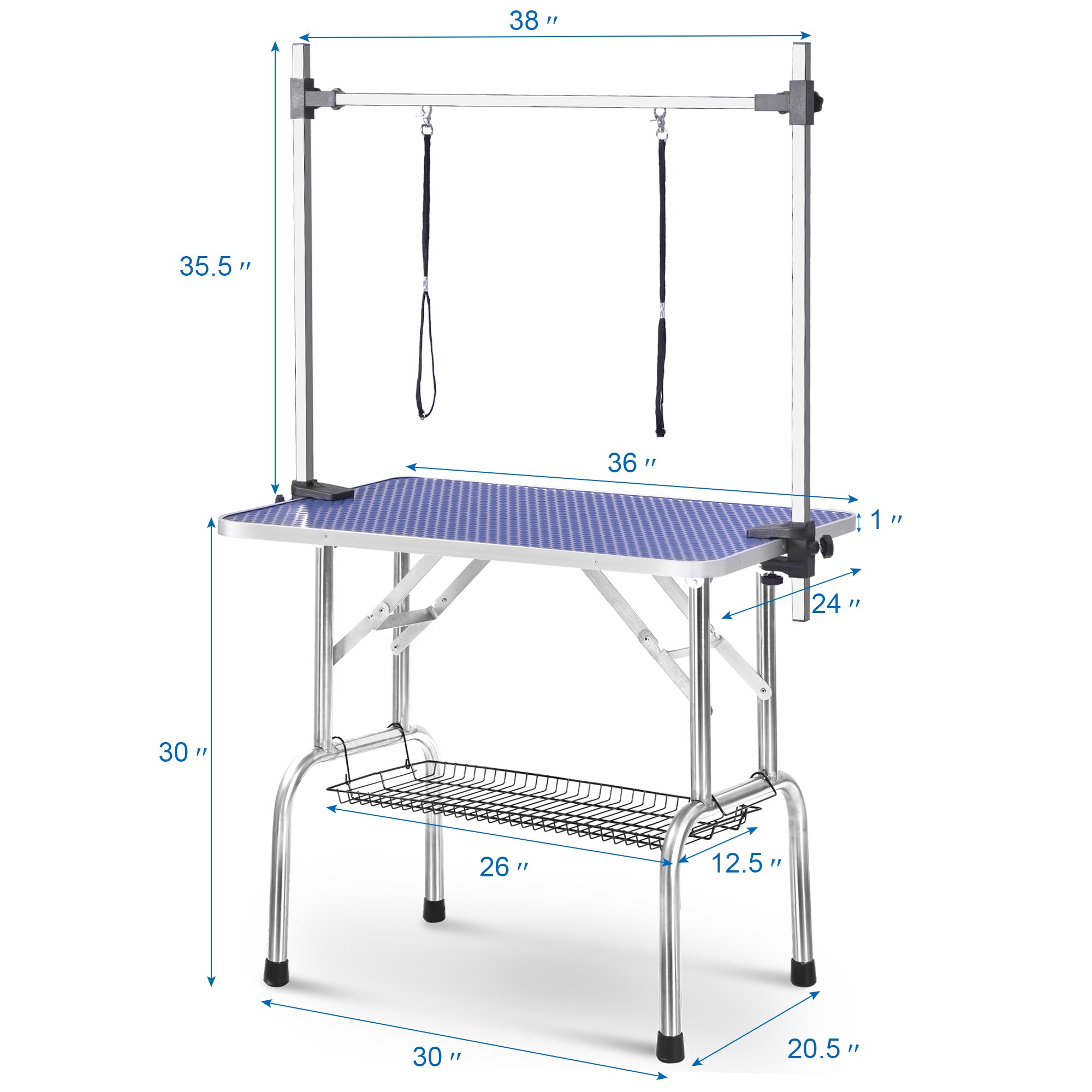 Mondawe 36-in Adjustable Pet Grooming Table for Medium Dogs/Cats - Silver, Commercial Use, Sturdy Construction Stainless Steel | MD-CHW011