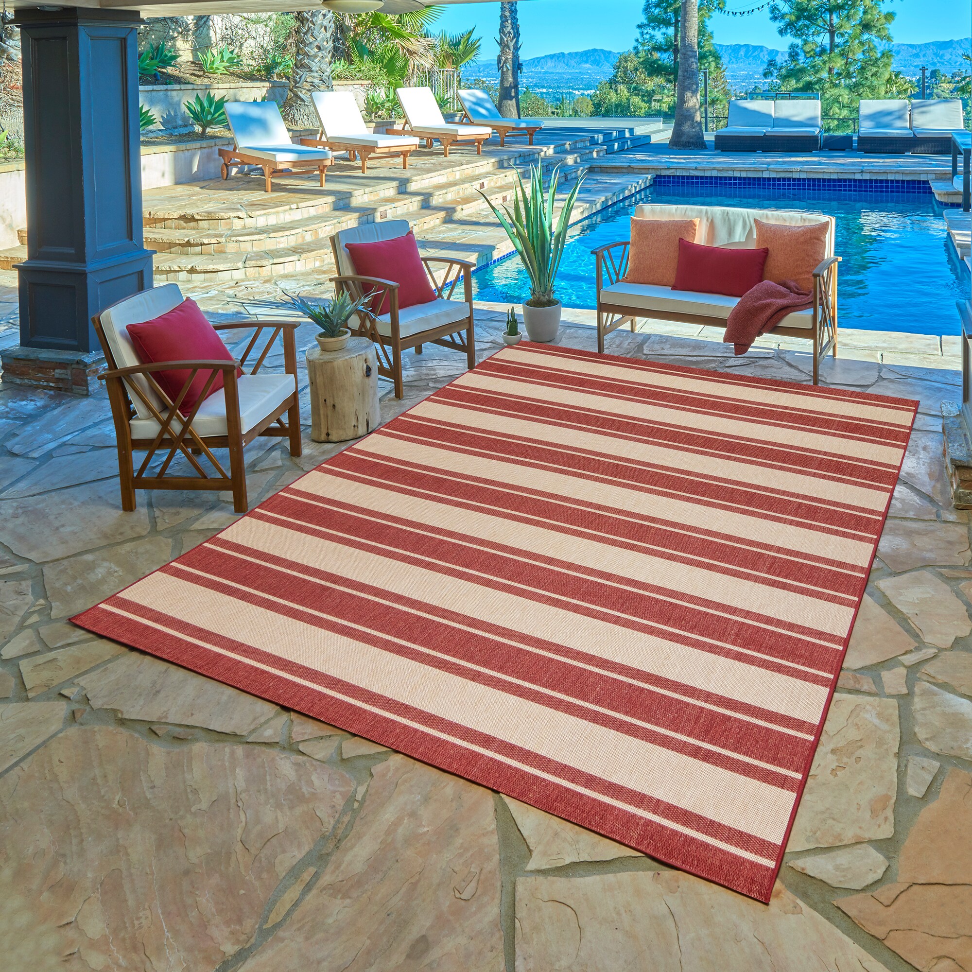 GERTMENIAN 18877 Paseo 8 X 10 (ft) Castro Red Indoor Stripe Area Rug