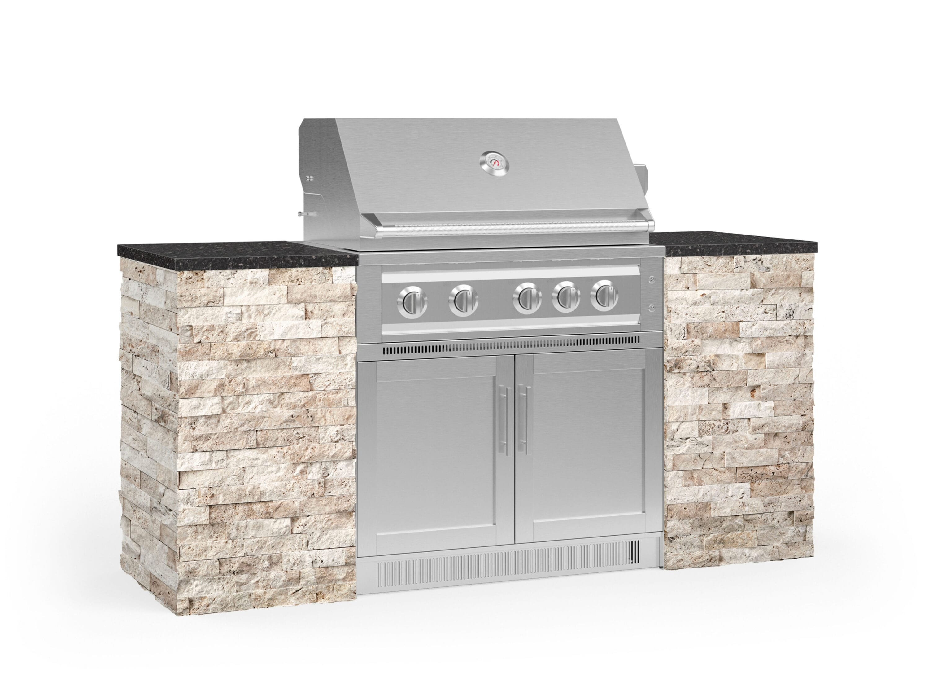 NewAge Products 68528 Signature Series Cabinets Platinum Grill 6 -Piece 75.16-in W x 25.5-in D x 51-in H Modular Outdoor Kitchen Set 5 Burners
