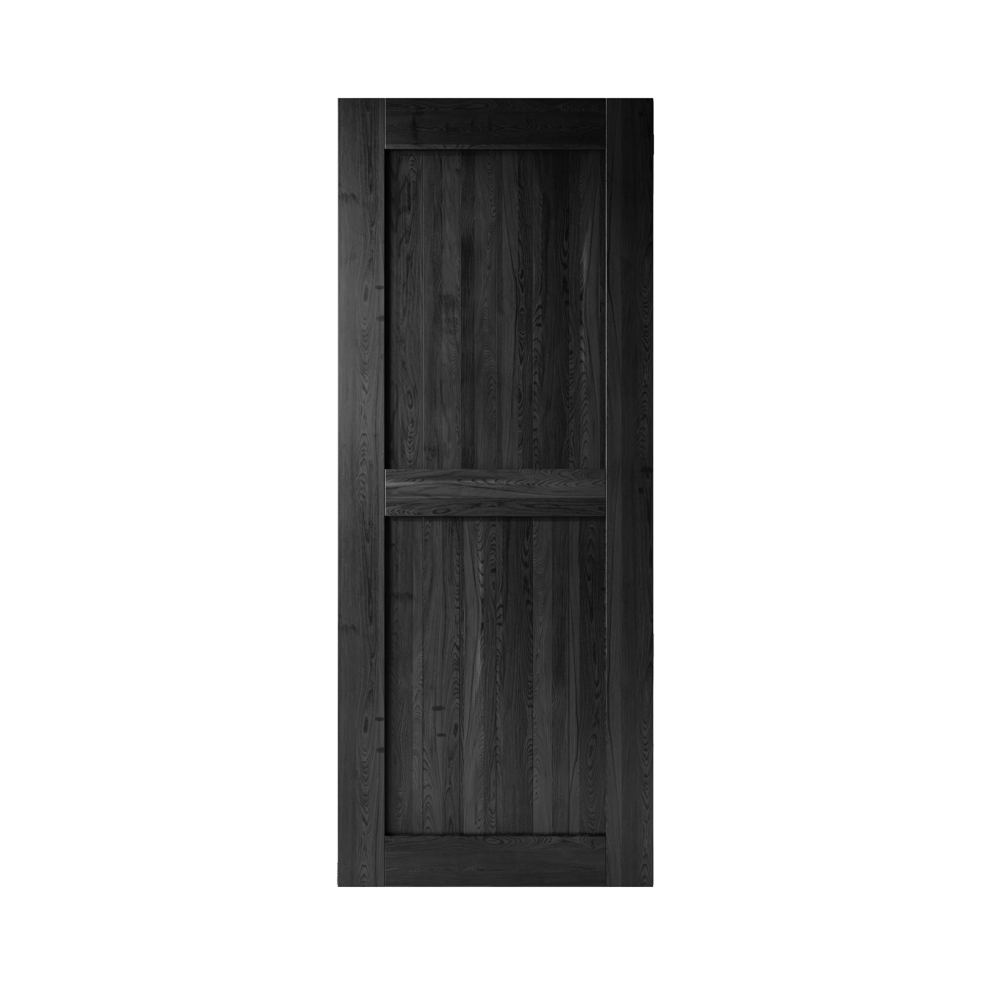 HOMACER 3884-H-BK 38-in x 84-in Black Prefinished Mid-Bar Pine Wood Solid core Single Barn Door (Hardware Not Included)