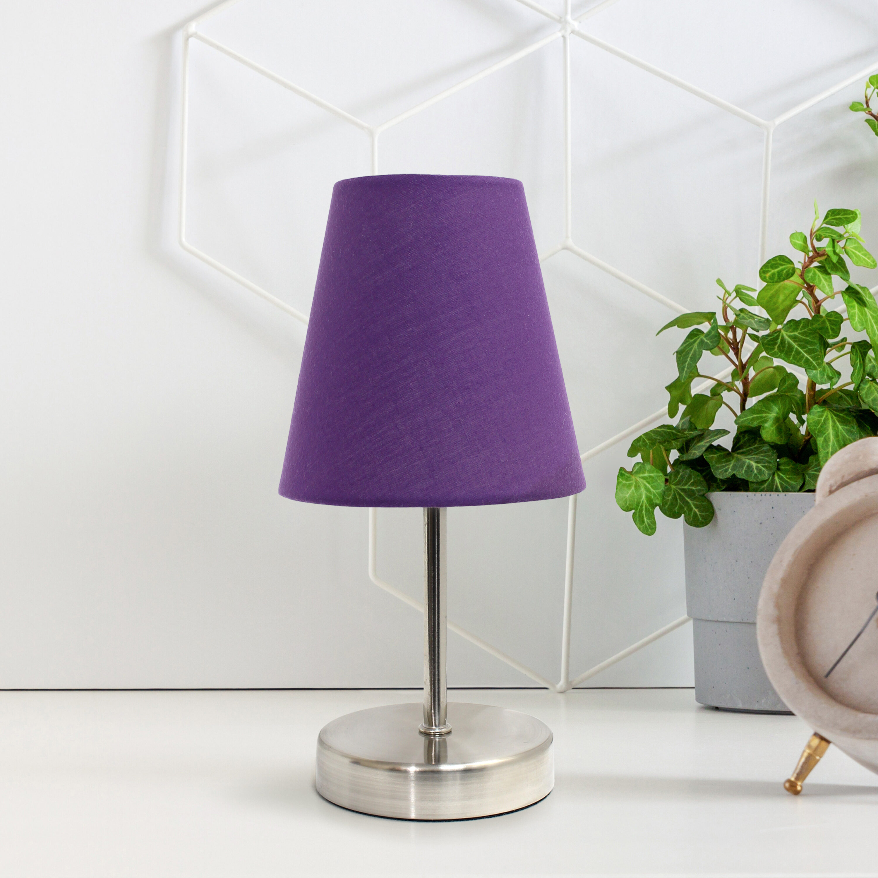 Creekwood Home CWT-2007-PR Nauru 10.5-in Purple LED Incandescent On/Off switch Stick Table Lamp with Fabric Shade
