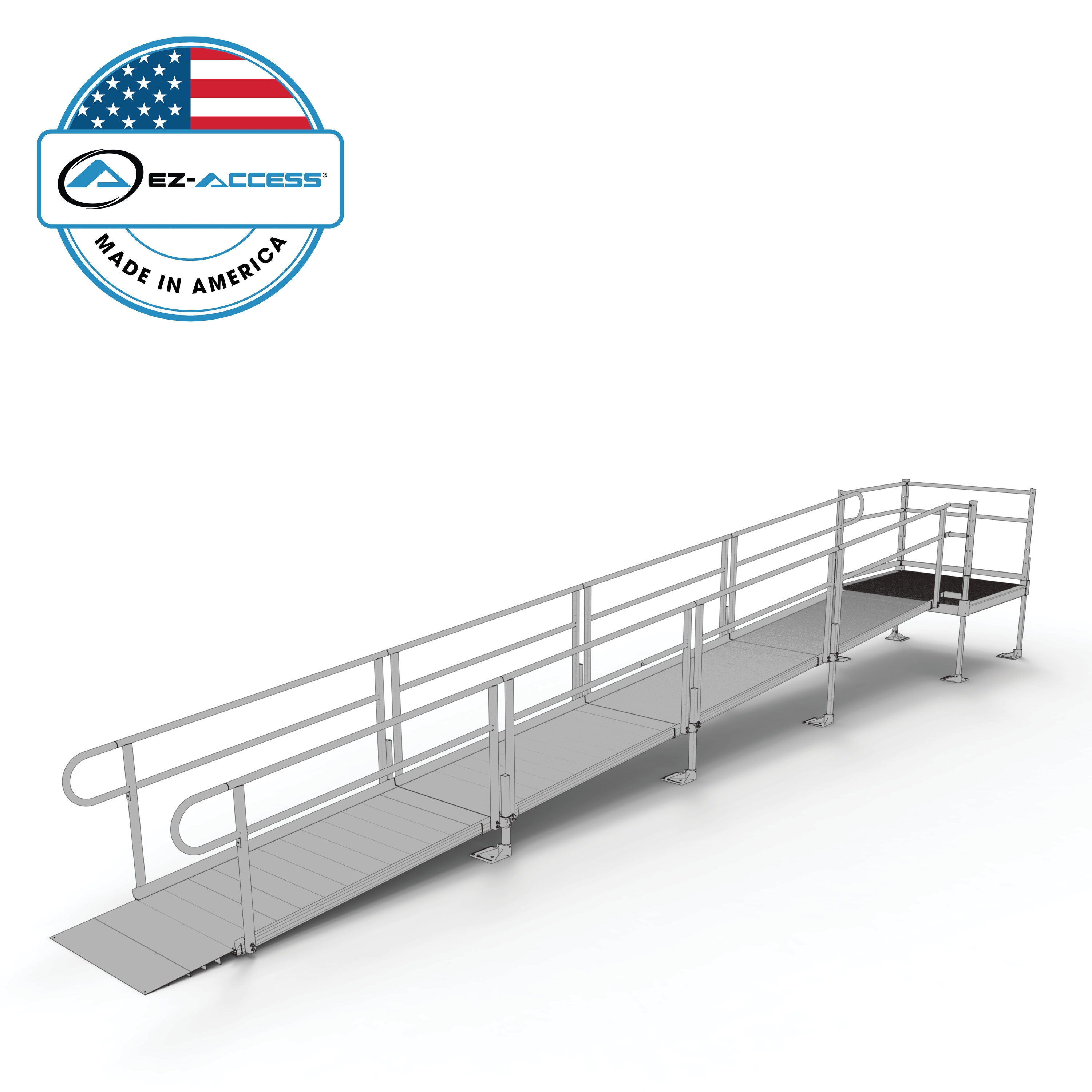 EZ-ACCESS PS24S44T 24-Feet x 53.75-Inches Aluminum Modular Entryway Wheelchair Ramp
