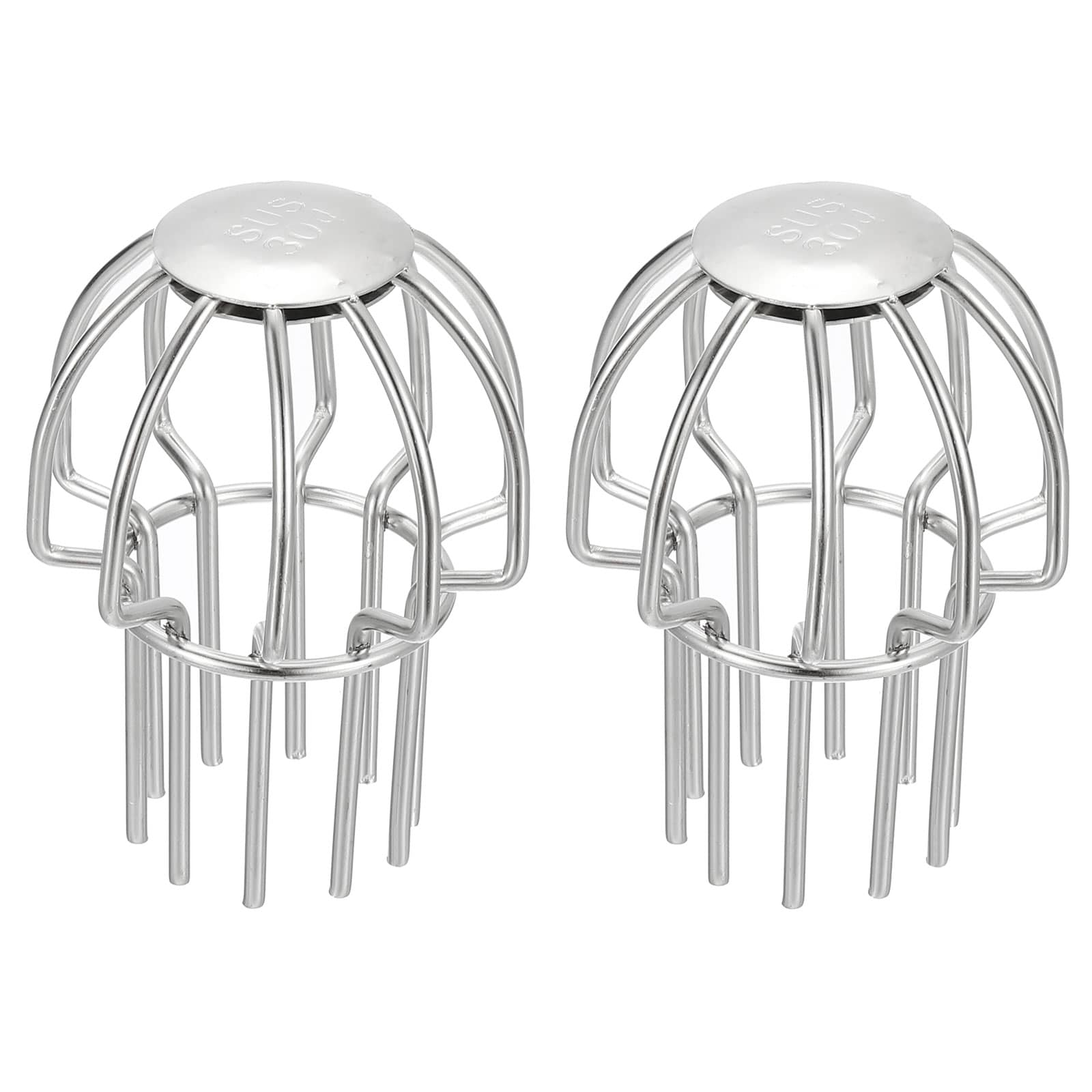 PATIKIL Gutter Guard 2 Inch 2pcs 304 Stainless Steel Down Pipe Filter Anti-Blocking Line Cap Drain Cover Downspout Protector for Blockage Leaves Debris