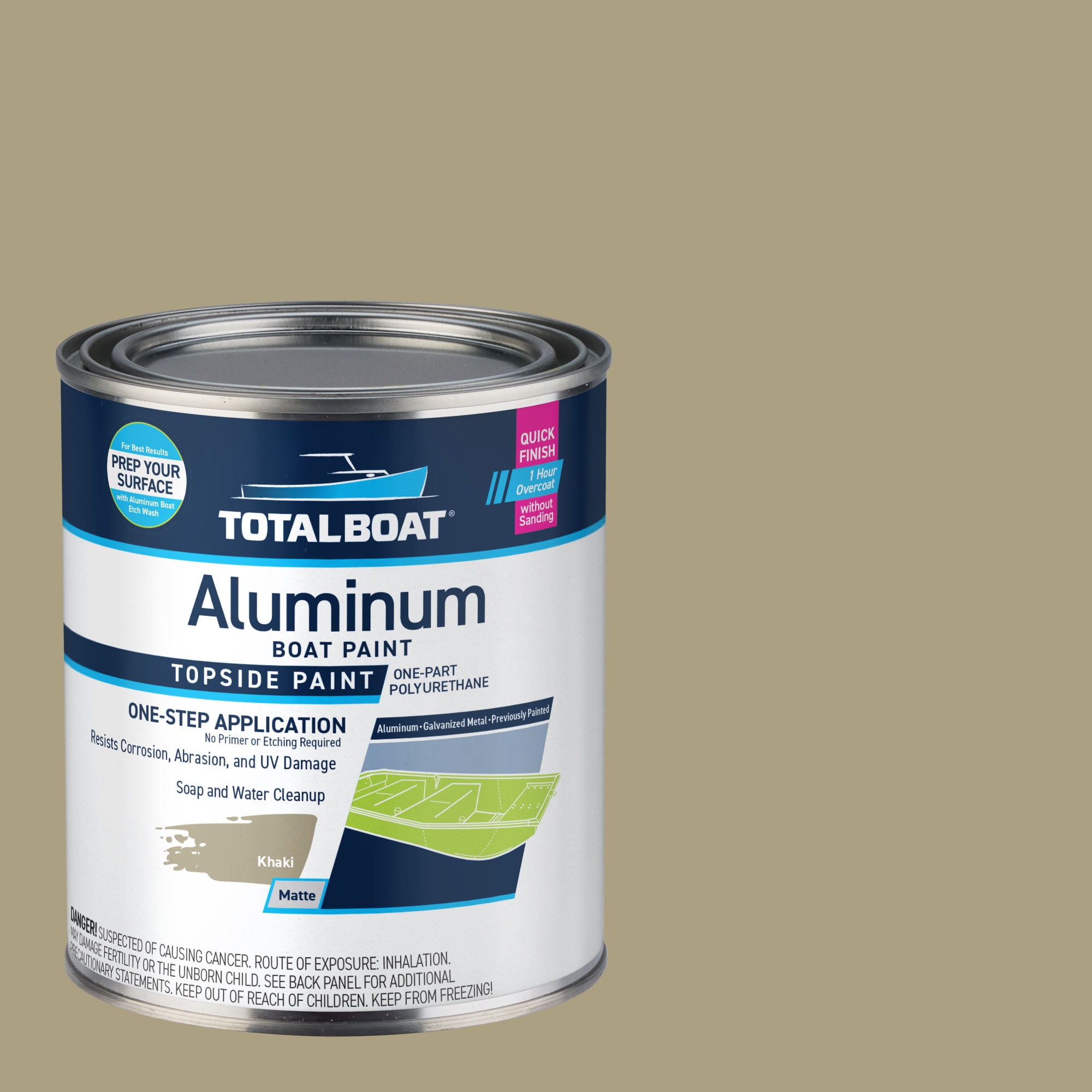 TotalBoat 511786 Aluminum Boat Paint Topside Paint Matte Khaki Water-based Marine paint ( 1-quart )
