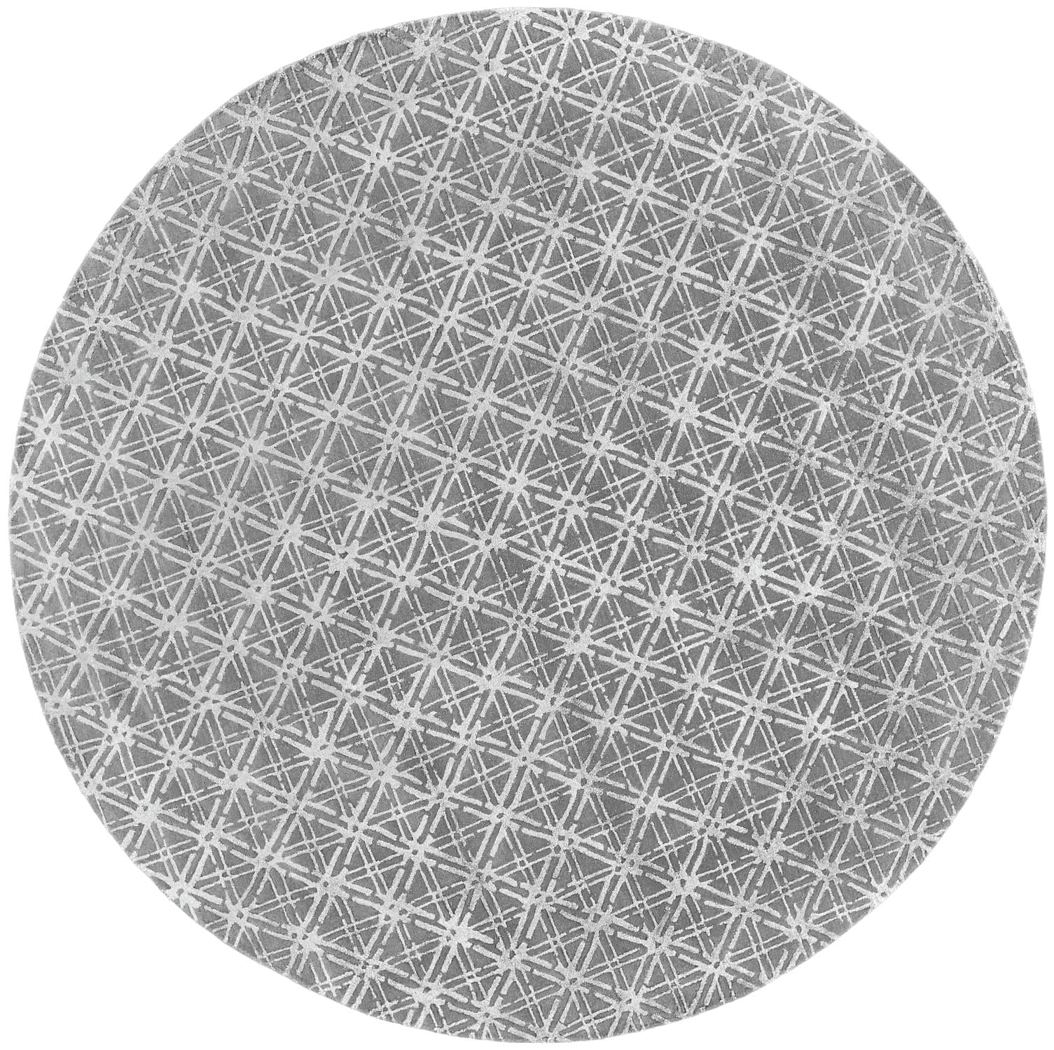 Room Envy 718R8353GRYSLVN95 Hartford 10 x 10 (ft) Tufted Wool Cool Gray/Silver Gray Round Indoor Geometric Mid-Century Modern Area rug